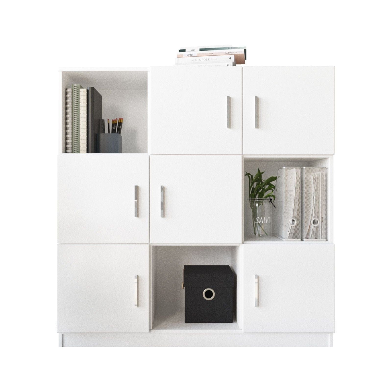 Comoda VO7-W, alb, PAL melaminat, 120x38x122 cm