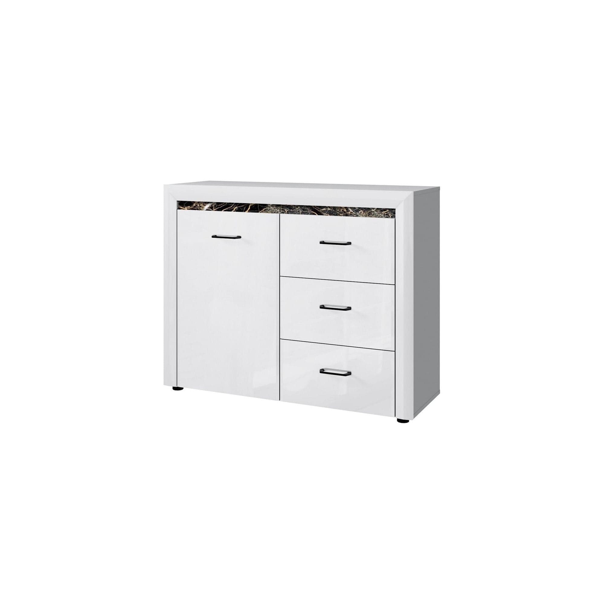 Comoda WHITEBLACK, alb/negru, PAL, 116x40x92 cm