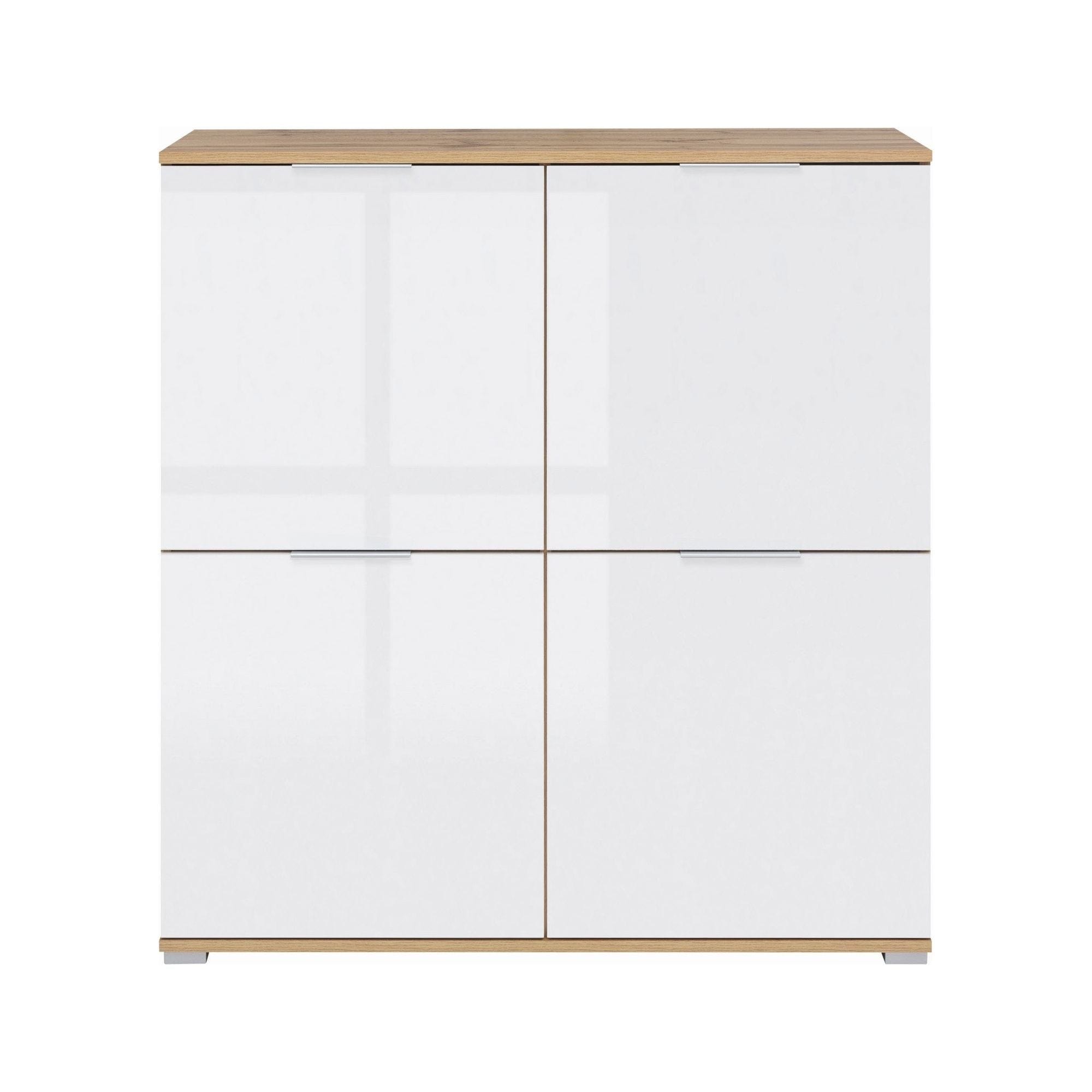 Comoda ZELE KOM4D, alb/stejar wotan, PAL, 104x41x106 cm