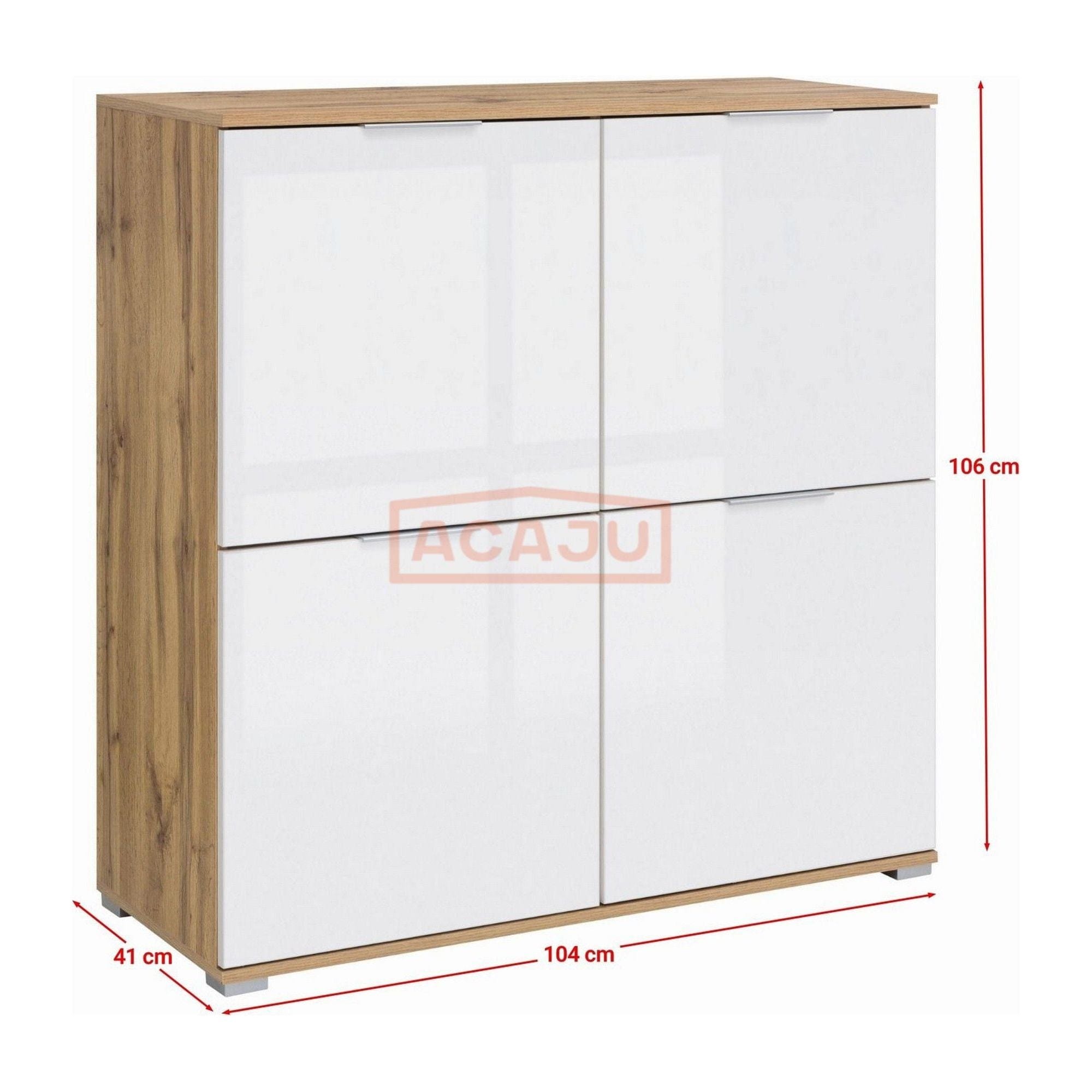 Comoda ZELE KOM4D, alb/stejar wotan, PAL, 104x41x106 cm