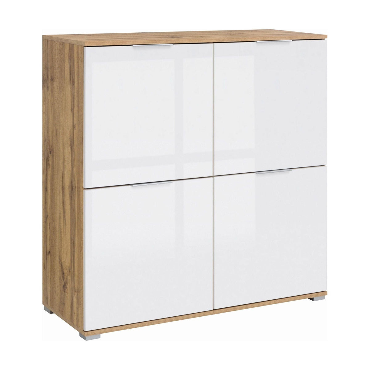 Comoda ZELE KOM4D, alb/stejar wotan, PAL, 104x41x106 cm
