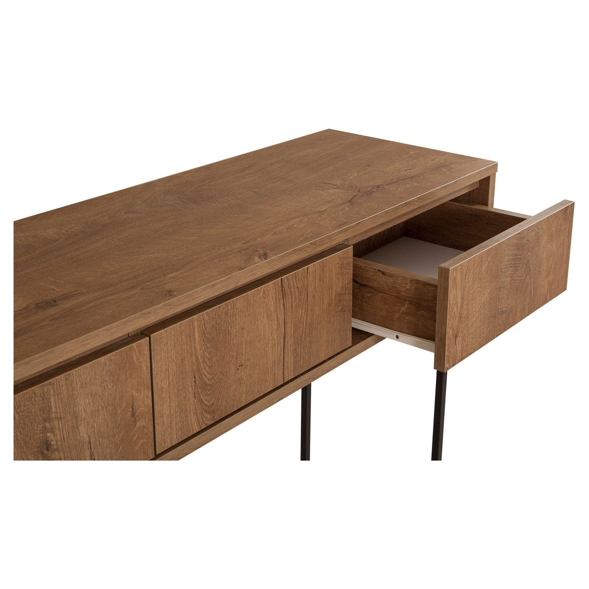 Consola MIA, nuc/negru, PAL melaminat/metal, 120x36x90 cm