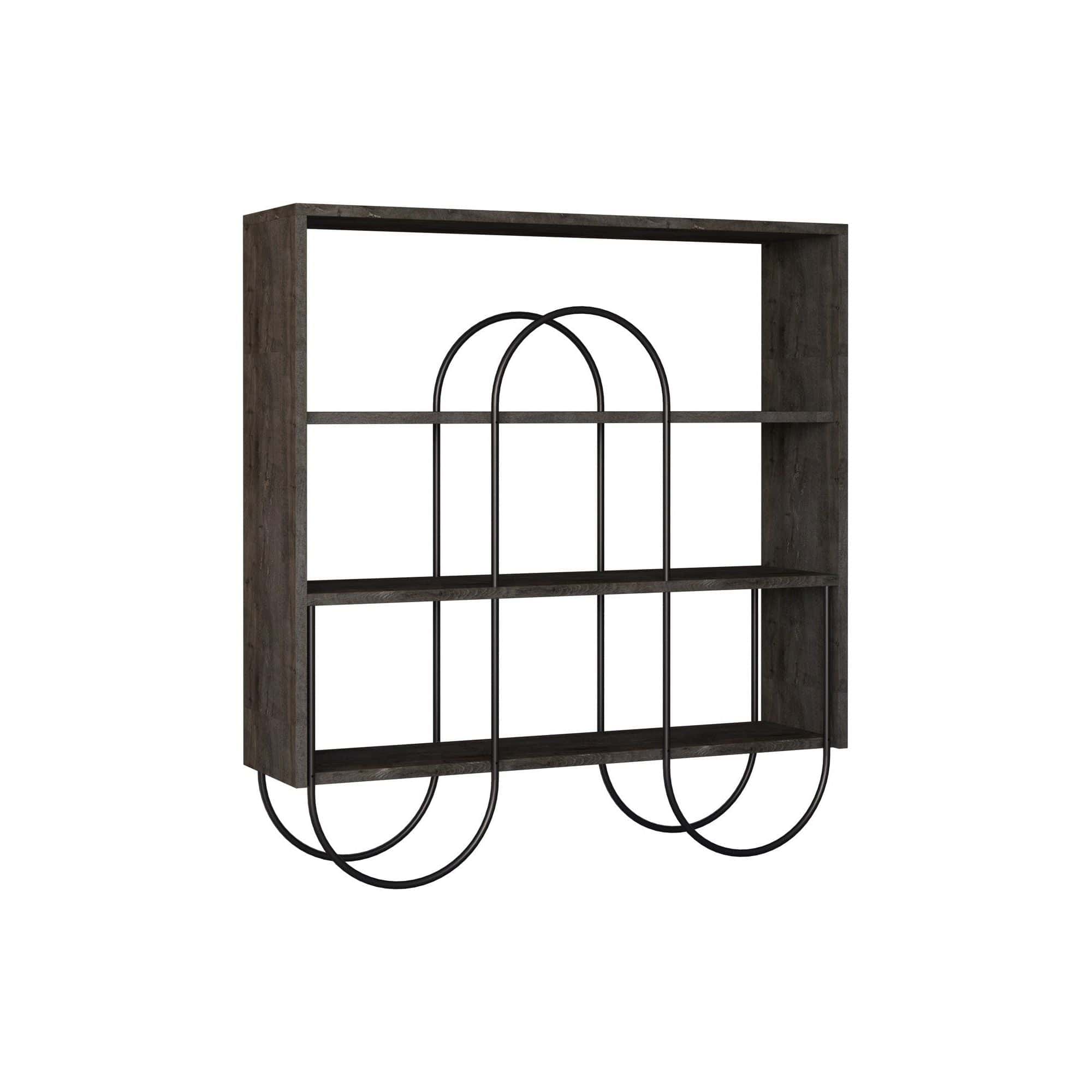 Consola NORFOLK, nuc inchis/negru, PAL melaminat/metal, 96x26x99 cm