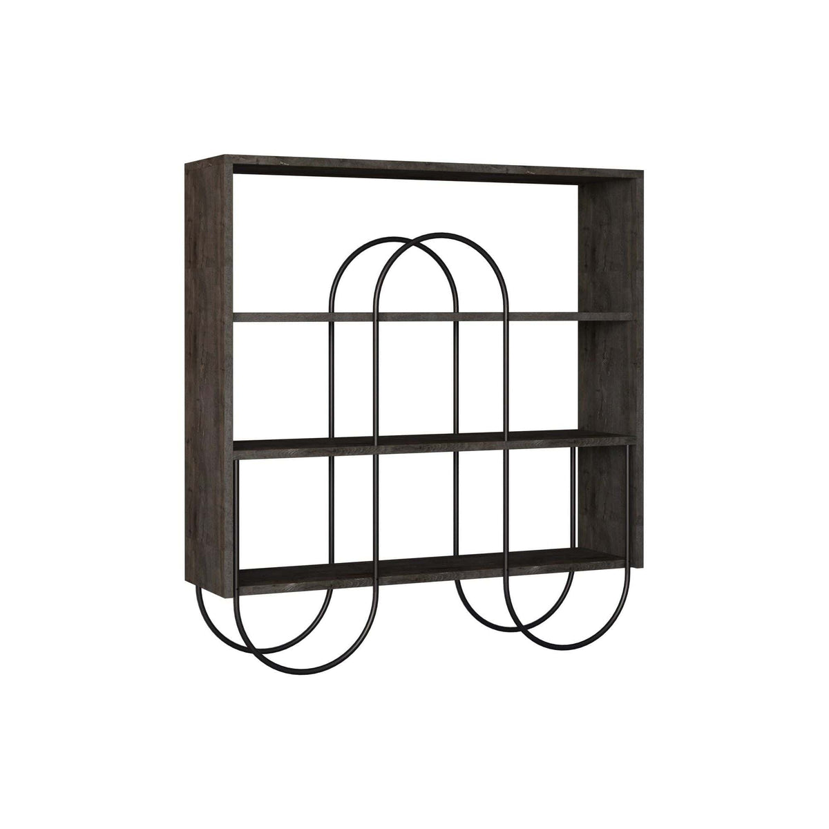 Consola NORFOLK, nuc inchis/negru, PAL melaminat/metal, 96x26x99 cm