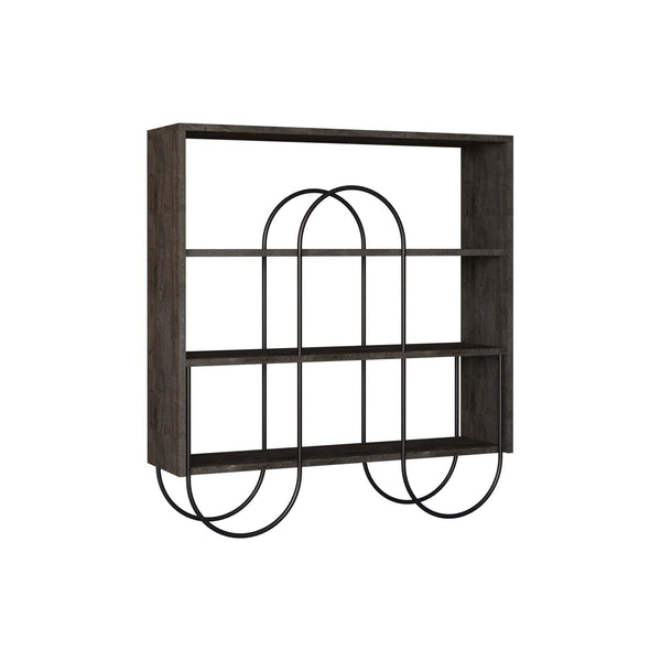 Consola NORFOLK, nuc inchis/negru, PAL melaminat/metal, 96x26x99 cm