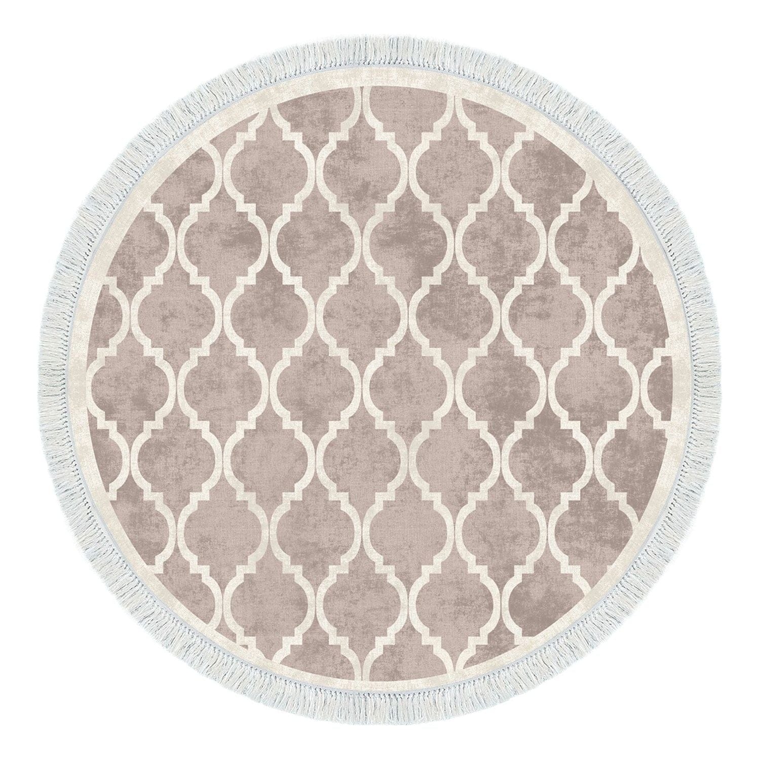 Covor, 100x100 cm, forma rotunda, poliester, crem/maro, ALN400601KR17