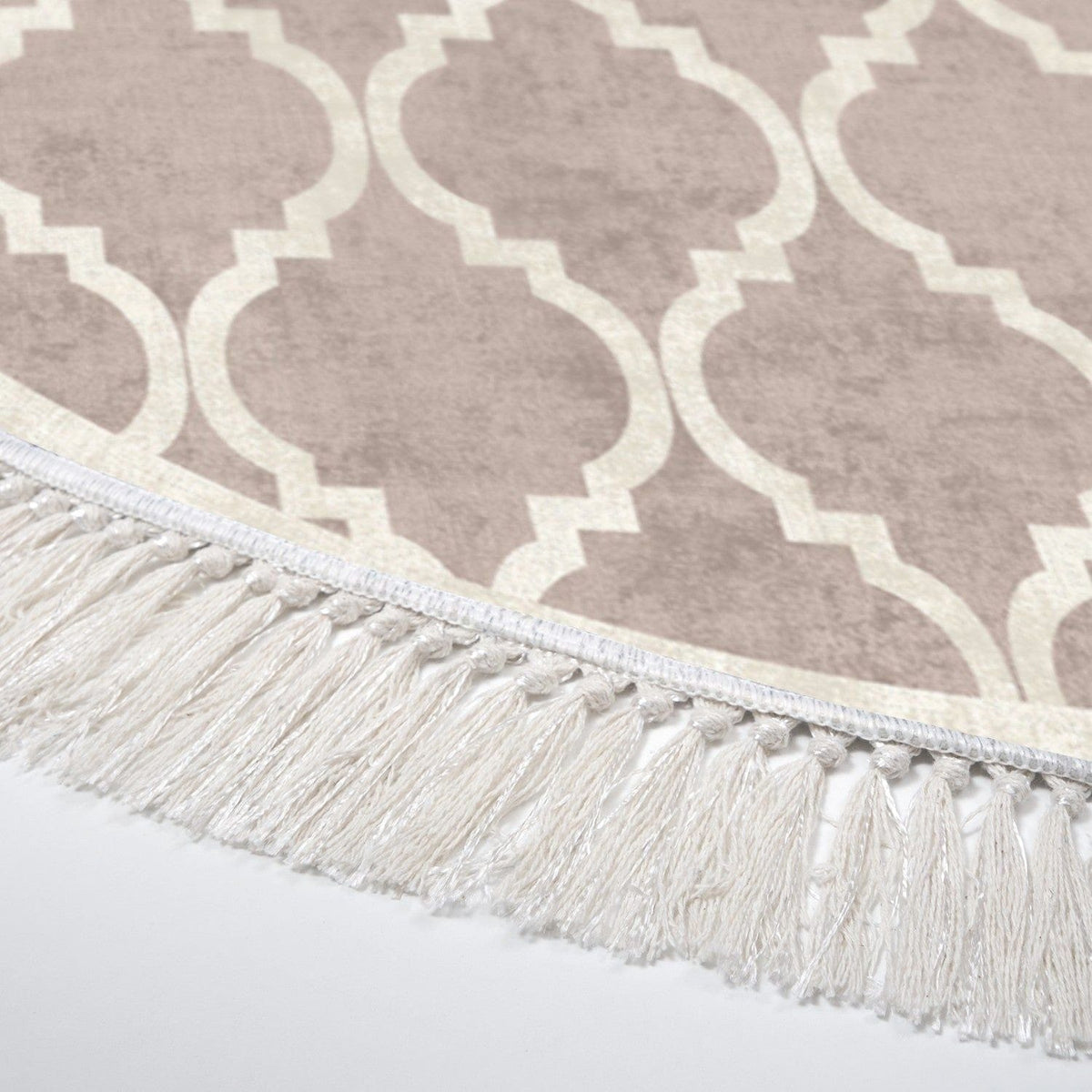 Covor, 100x100 cm, forma rotunda, poliester, crem/maro, ALN400601KR17
