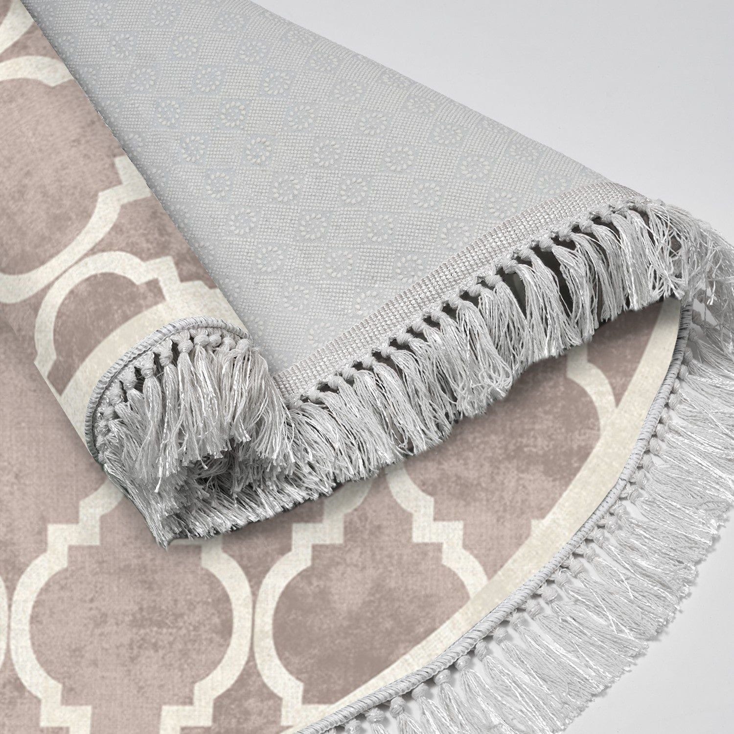 Covor, 100x100 cm, forma rotunda, poliester, crem/maro, ALN400601KR17
