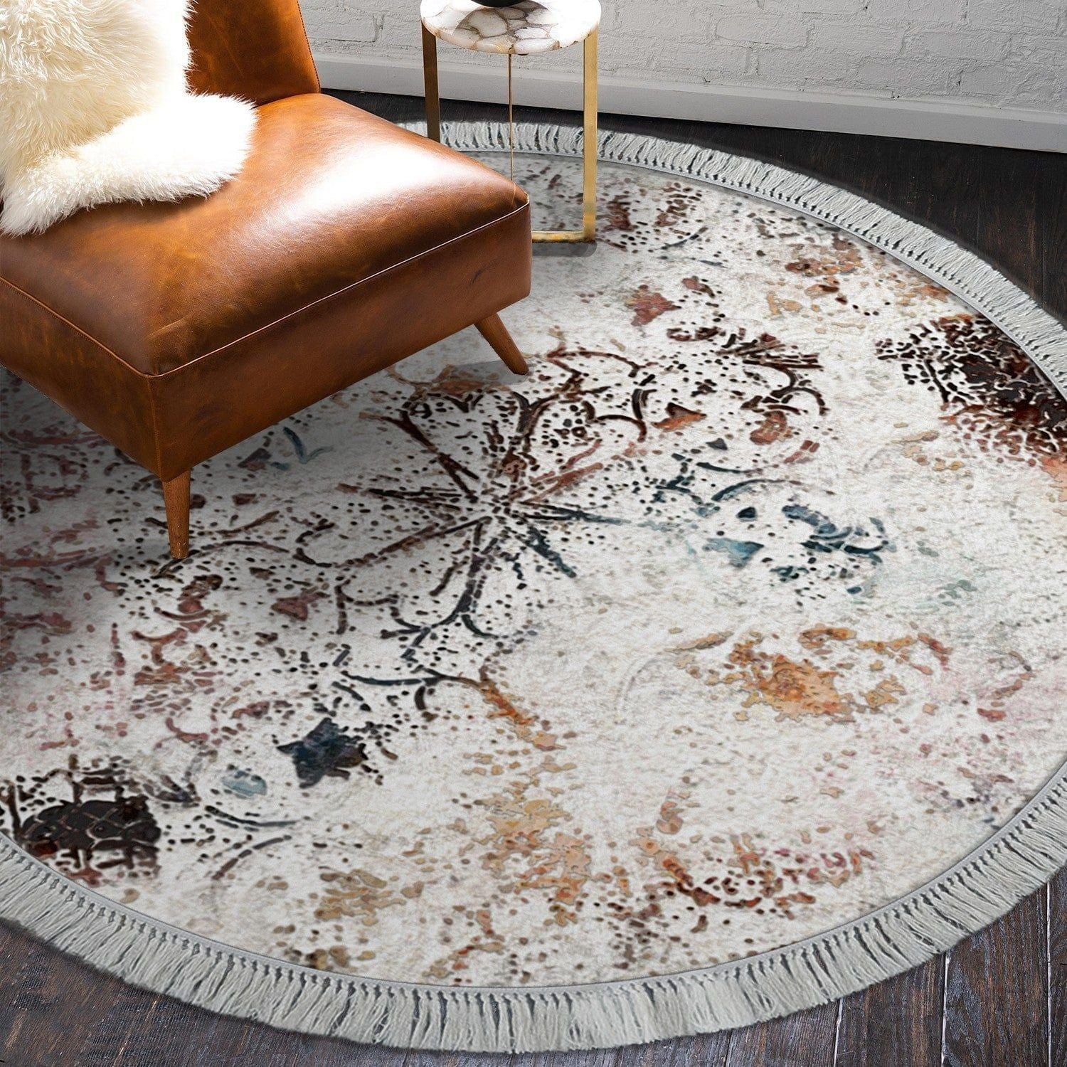 Covor, 100x100 cm, forma rotunda, poliester, multicolor, ALN400609RN17