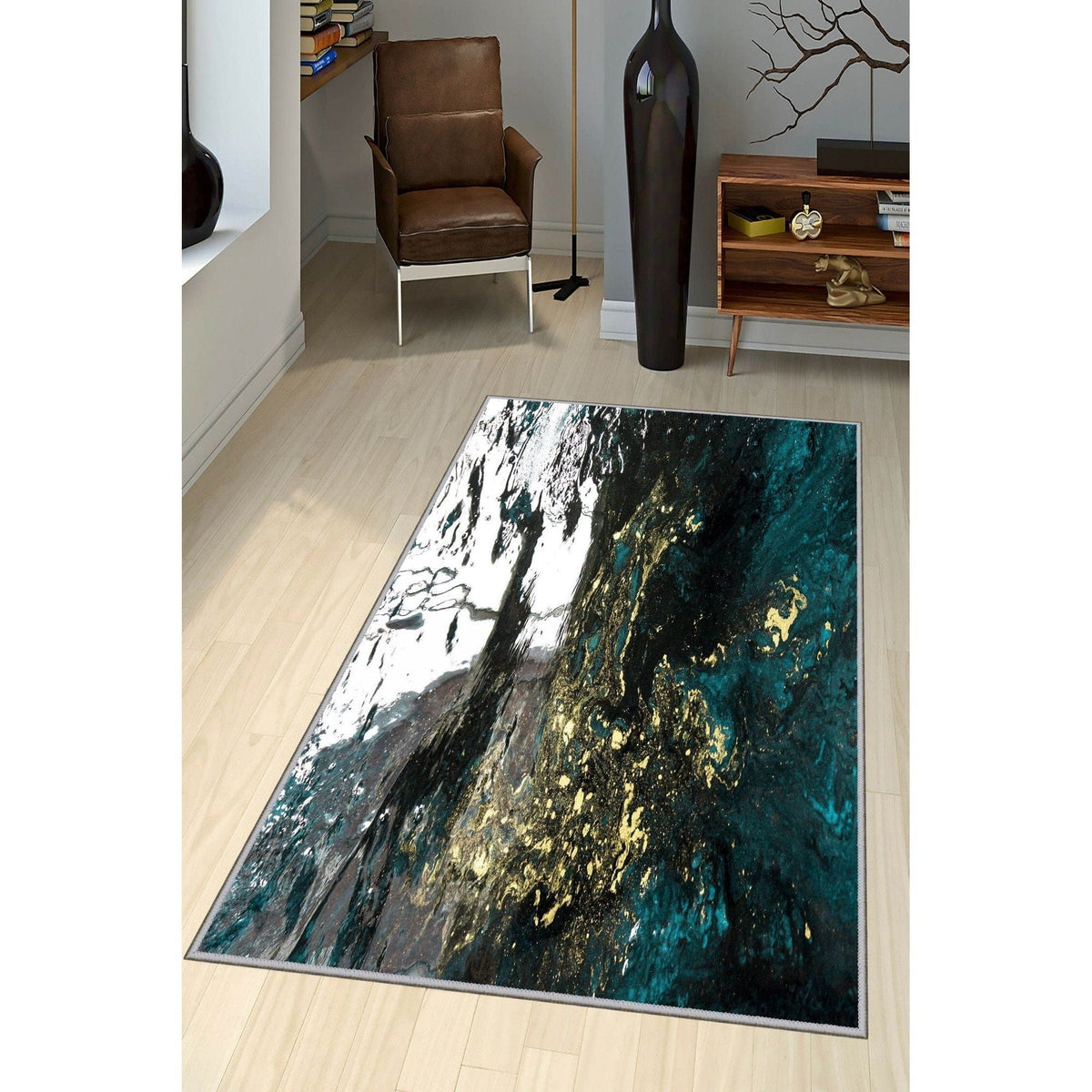 Covor hol EXFAB264, 80x200 cm, forma dreptunghiulara, poliester, multicolor