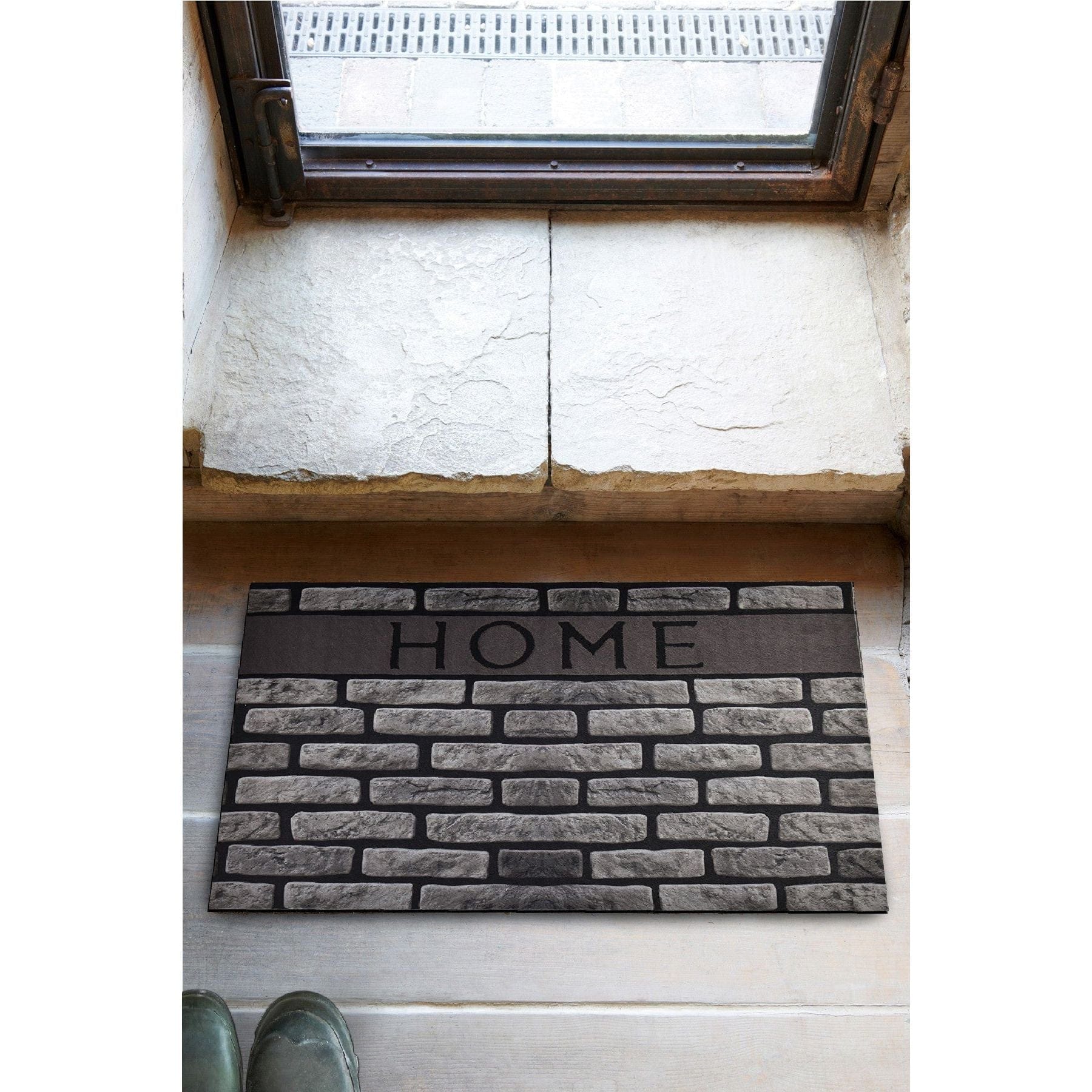 Covor HOME, 40x60 cm, forma dreptunghiulara, fibra de cocos/PVC, gri