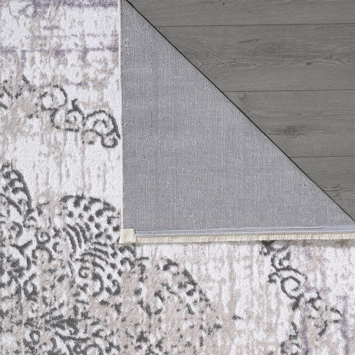 Covor JASMINE 1423, 160x230 cm, forma dreptunghiulara, poliester, gri/alb