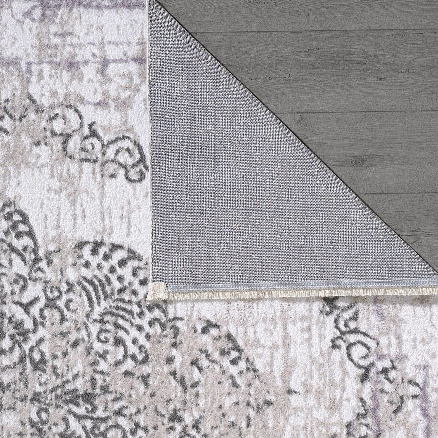 Covor JASMINE 1423, 160x230 cm, forma dreptunghiulara, poliester, gri/alb