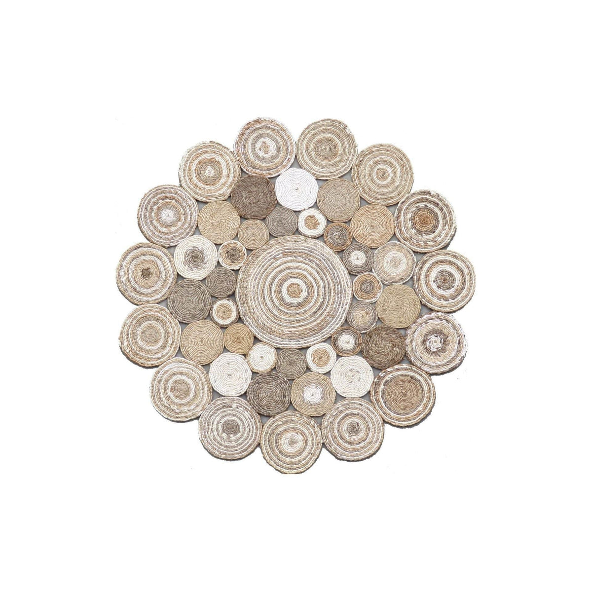 Covor MULTY XW Q, 120x120 cm, forma rotunda, iuta, bej