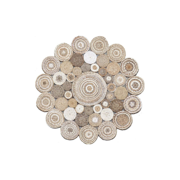 Covor MULTY XW Q, 120x120 cm, forma rotunda, iuta, bej