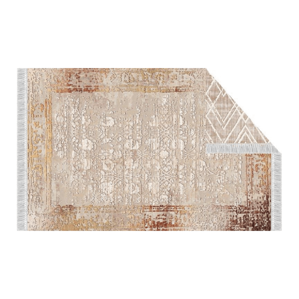 Covor NESRIN, 120x180 cm, forma dreptunghiulara, poliester/bumbac, bej