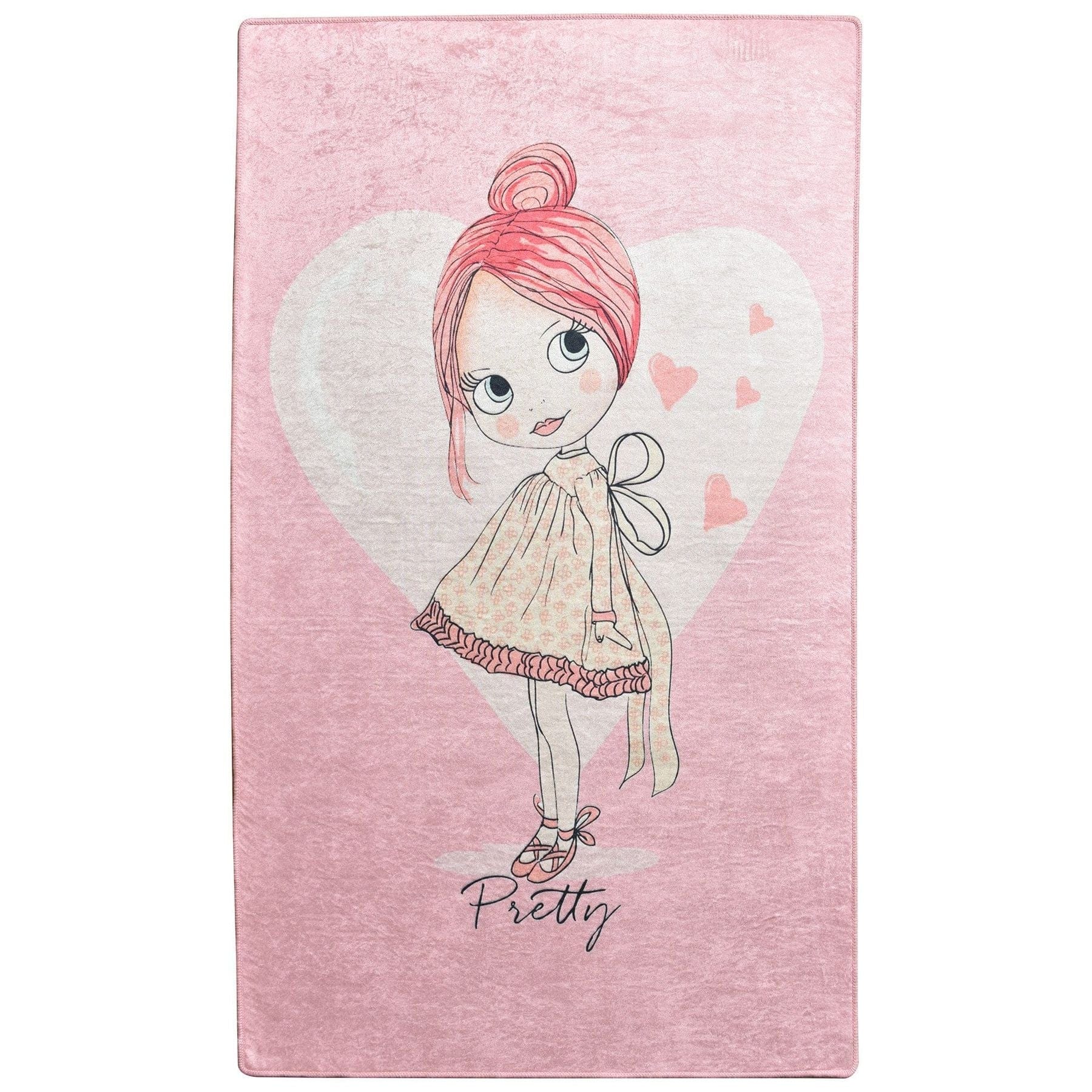 Covor PRETTY, 100x160 cm, forma dreptunghiulara, poliester/stofa catifelata, roz