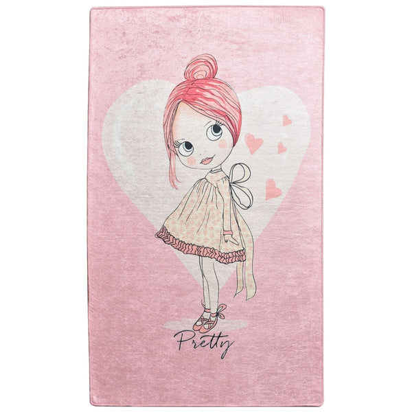 Covor PRETTY, 100x160 cm, forma dreptunghiulara, poliester/stofa catifelata, roz