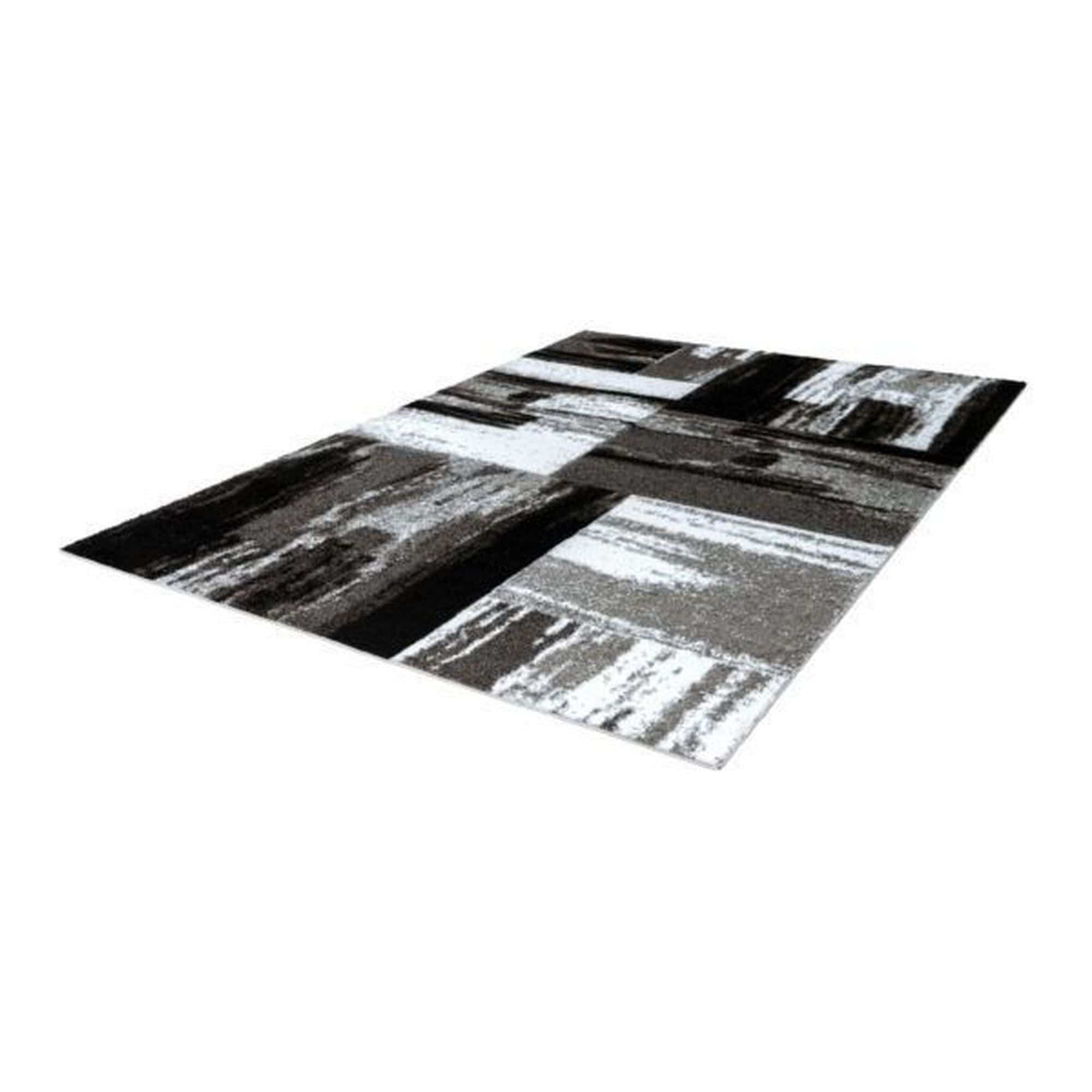 Covor SWING 100, 160x230 cm, forma dreptunghiulara, polipropilena, argintiu/negru