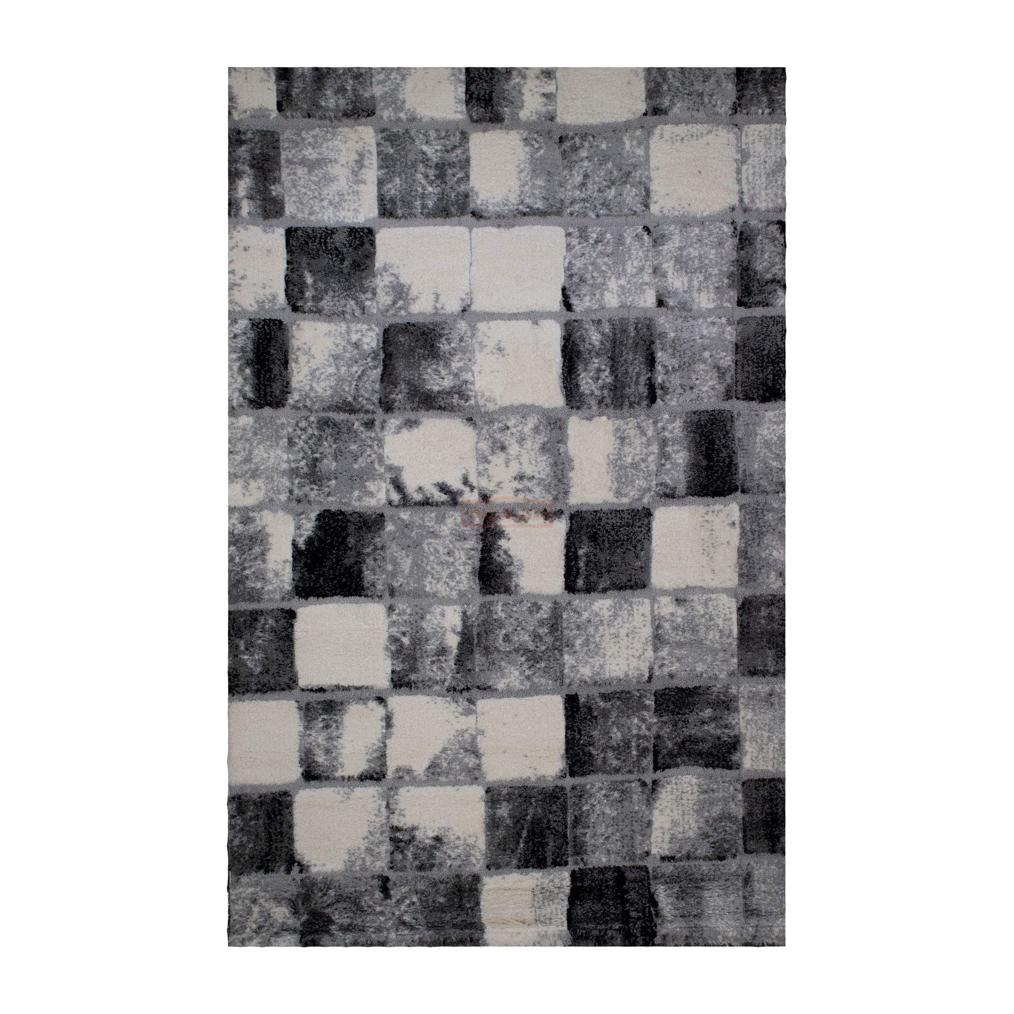 Covor VALENCIA, 125x200 cm, forma dreptunghiulara, poliester, negru/alb/gri