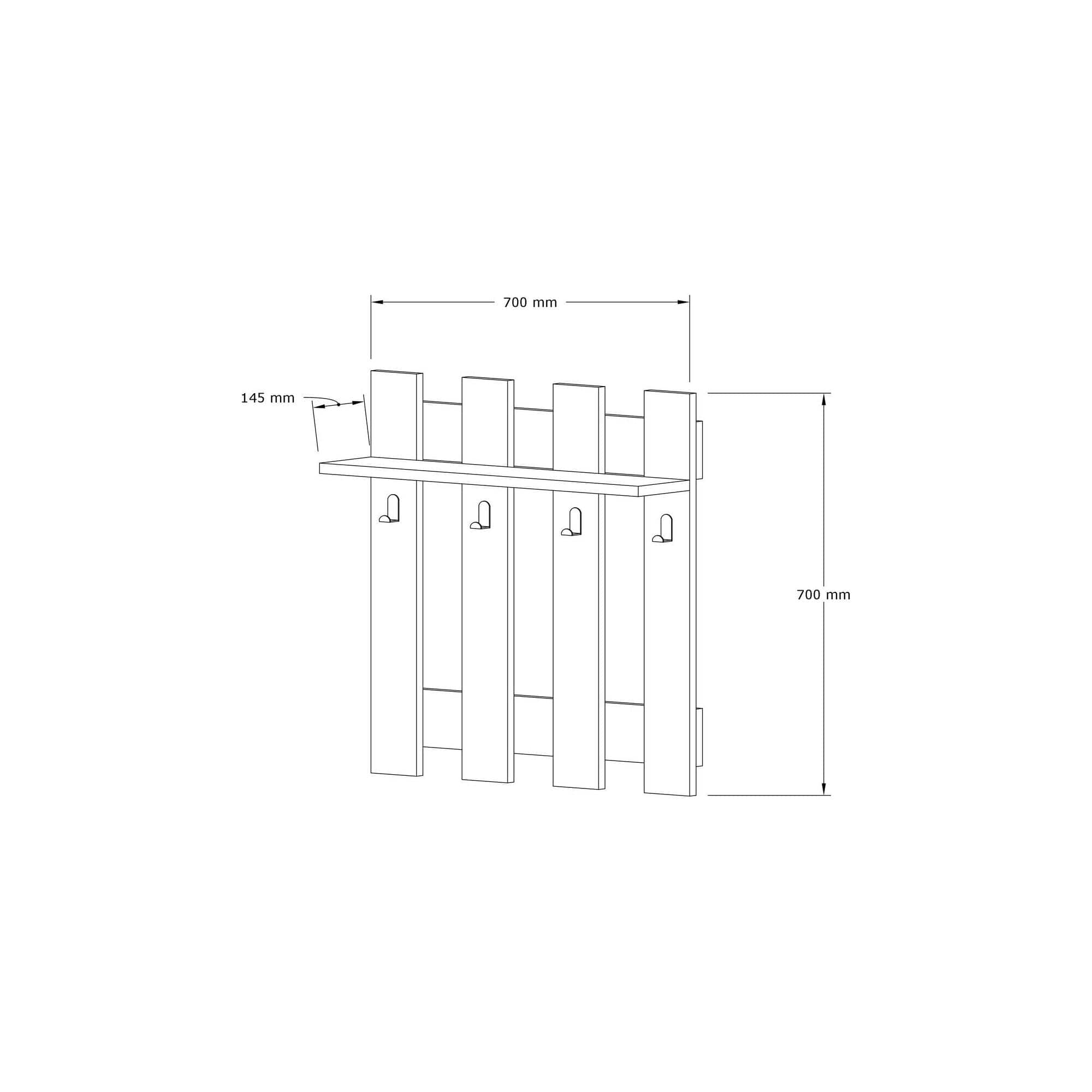 Cuier CARINA, alb, PAL melaminat, 70x18x70 cm