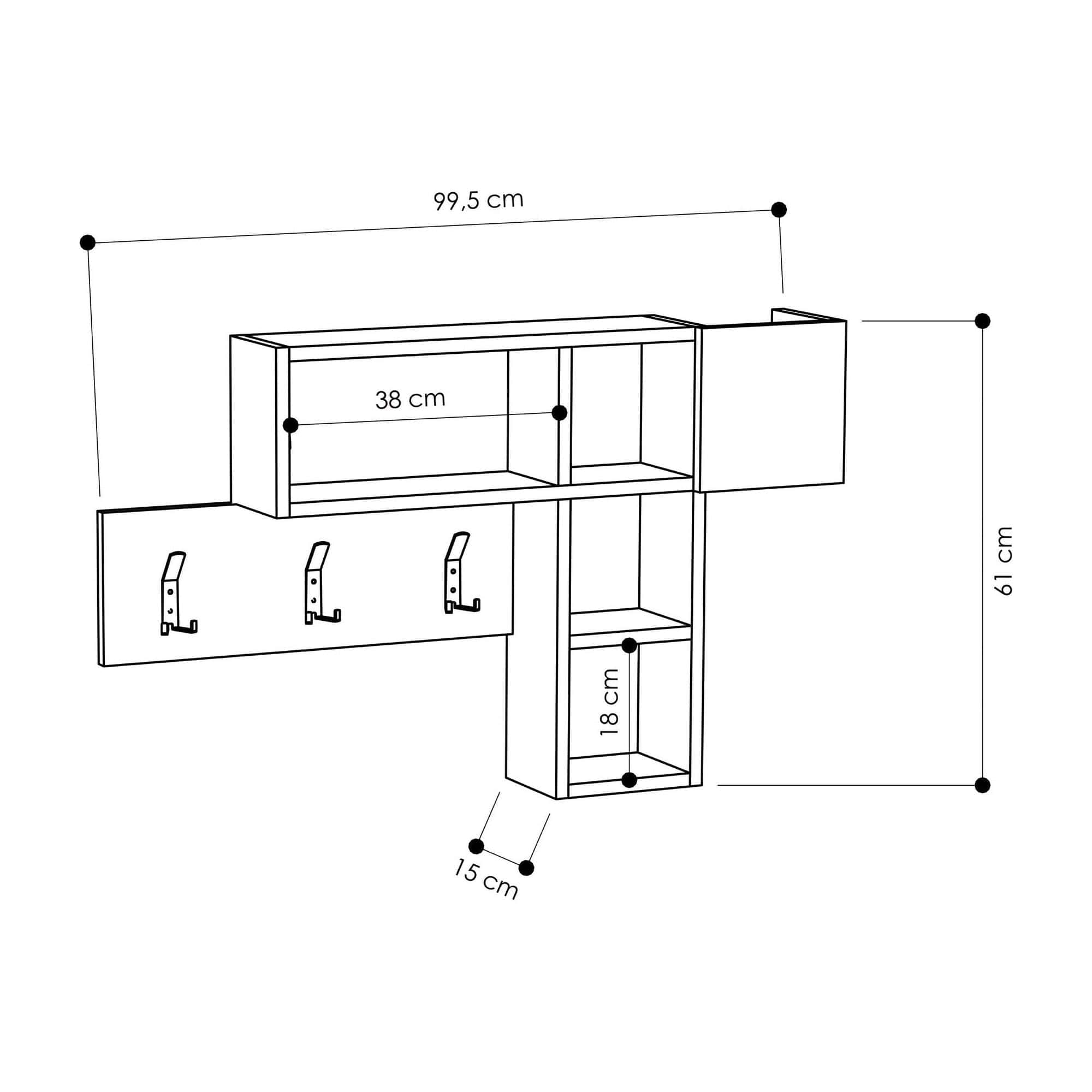 Cuier GAME, alb, PAL melaminat, 100x15x61 cm