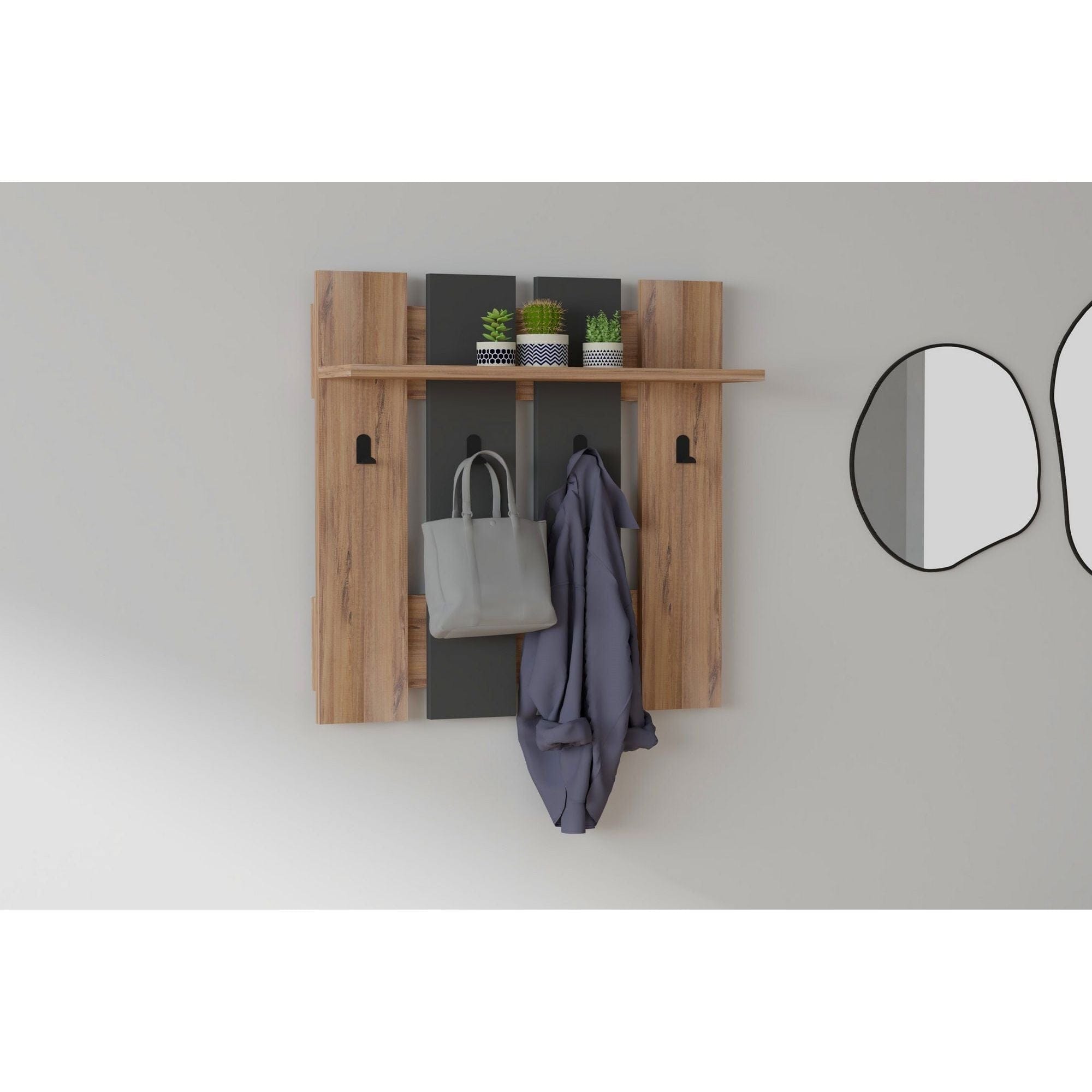 Cuier MITA, nuc/gri antracit, PAL melaminat, 70x18x70 cm