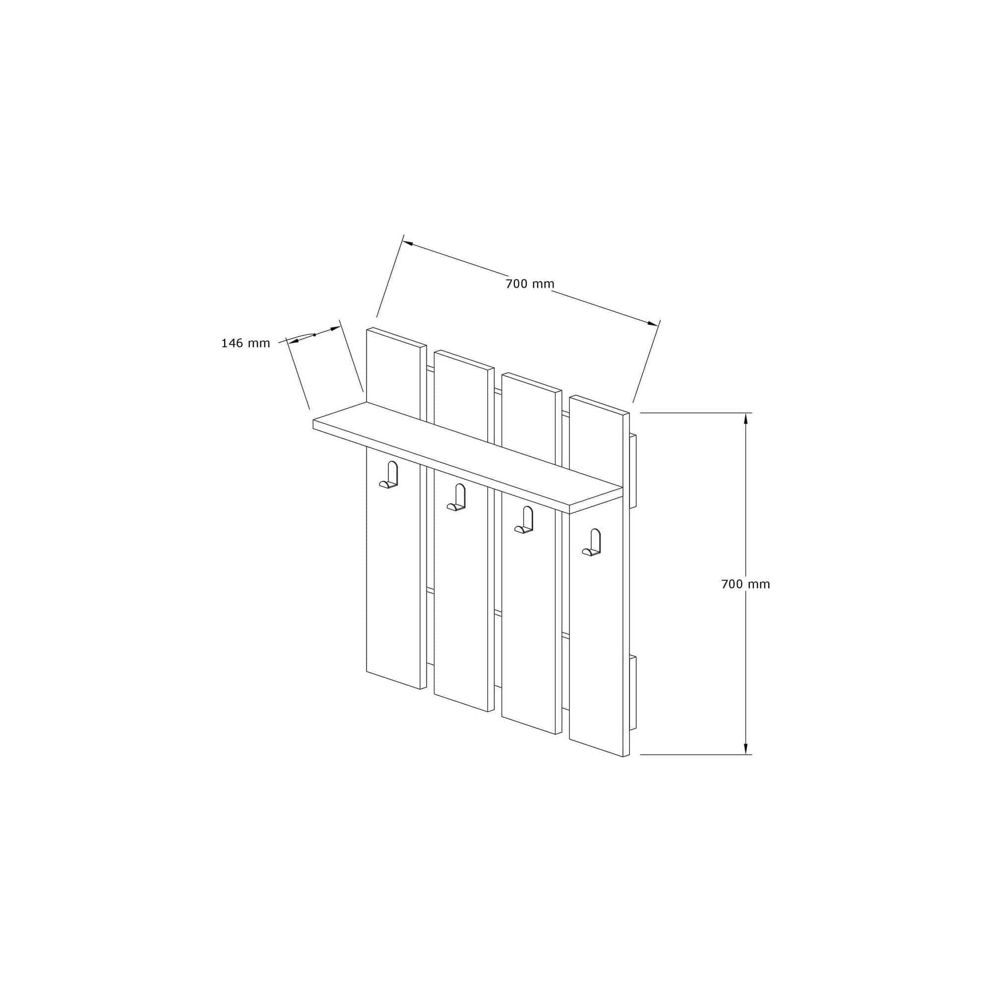 Cuier MITA, nuc/gri antracit, PAL melaminat, 70x18x70 cm