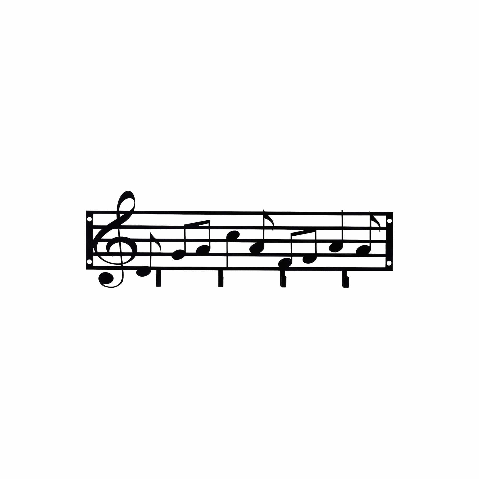 Cuier NOTE, negru, metal, 60x19 cm