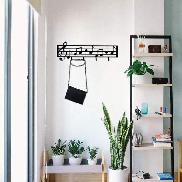 Cuier NOTE, negru, metal, 60x19 cm