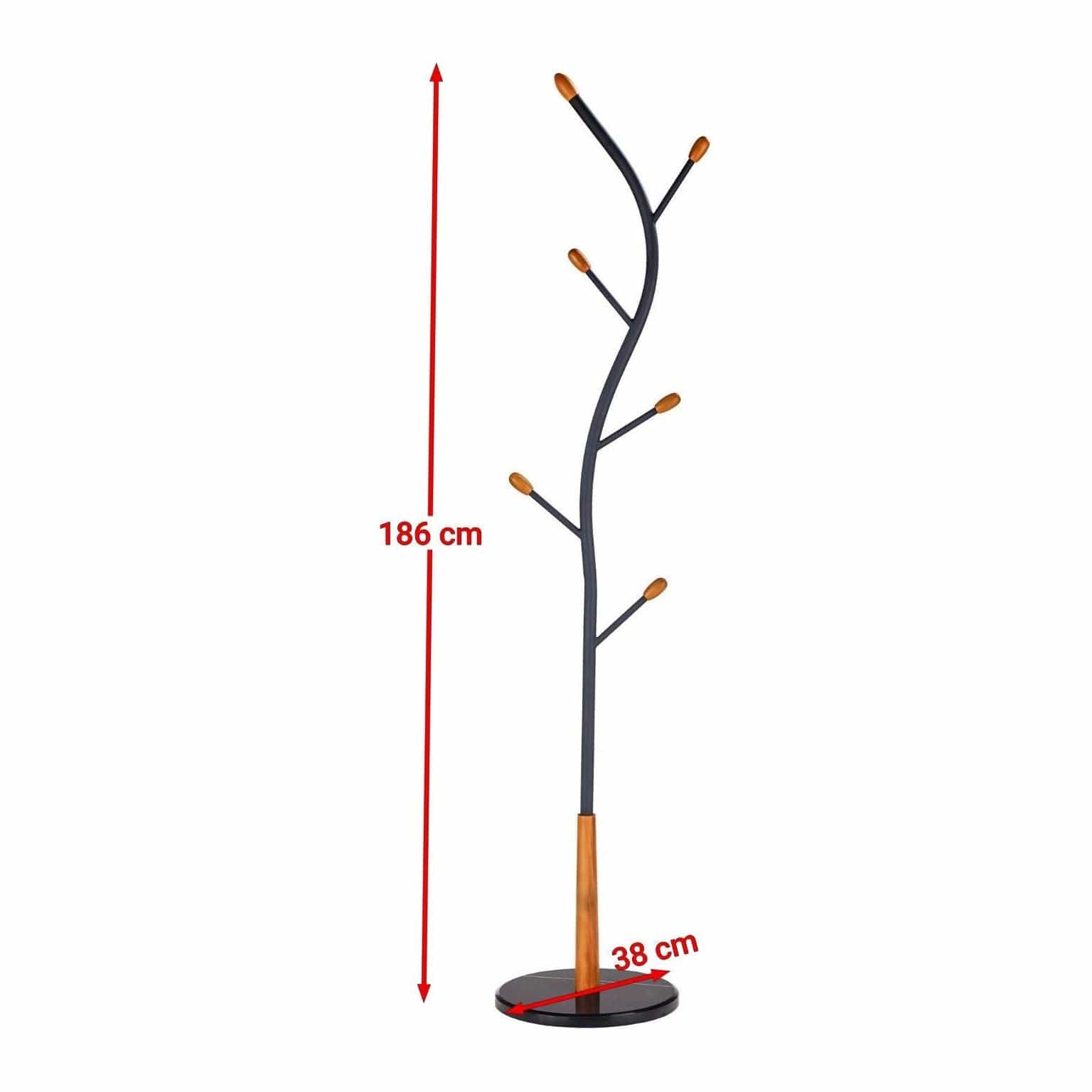 Cuier pom W45, negru, otel/lemn, 38x186 cm
