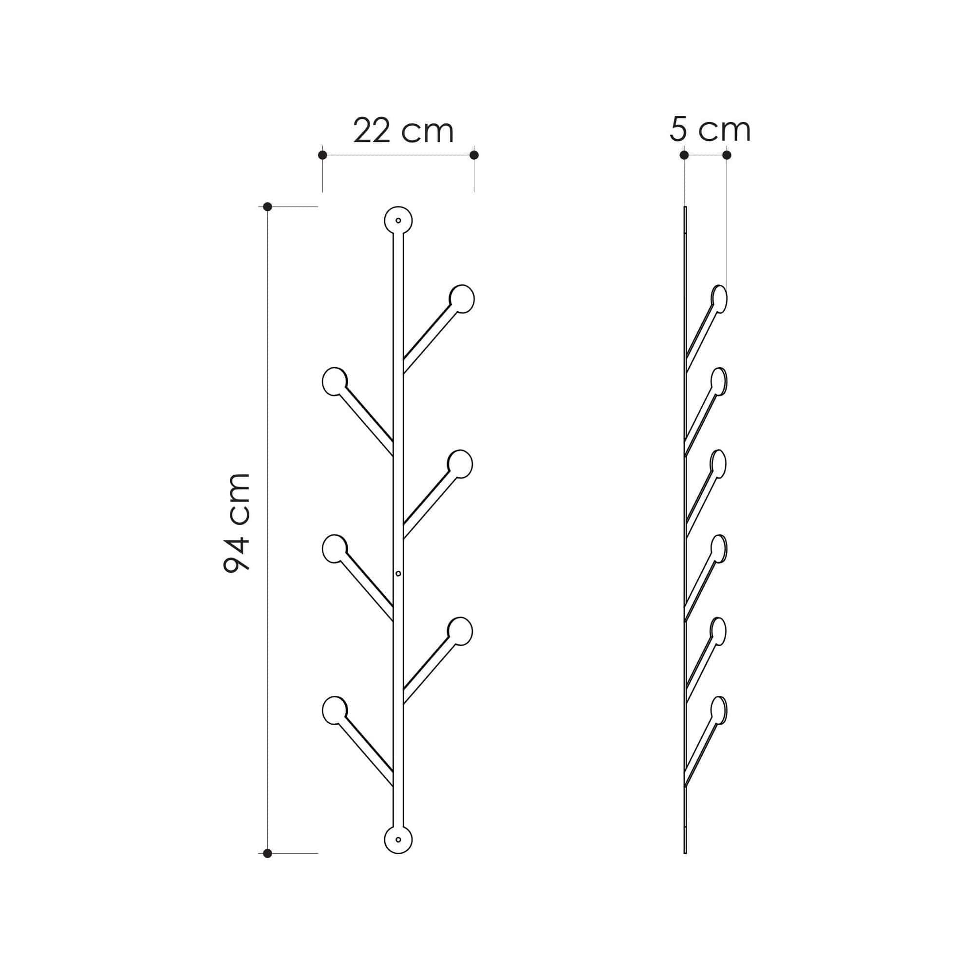 Cuier PONPON, negru, metal, 22x5x94 cm