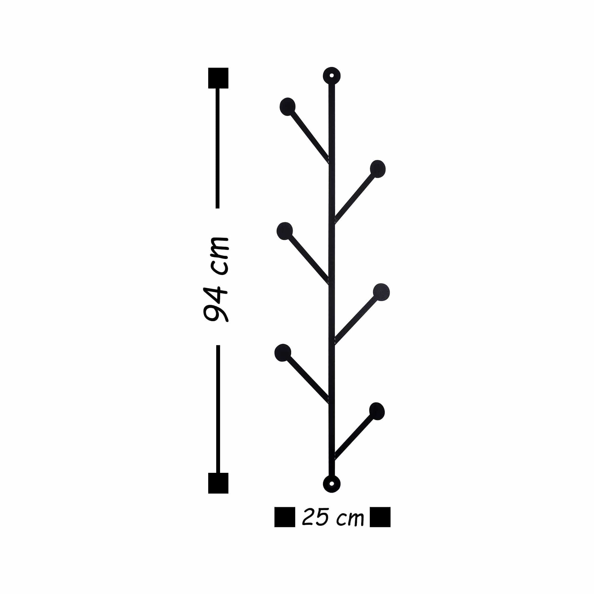 Cuier ROD 2, negru, metal, 25x94 cm
