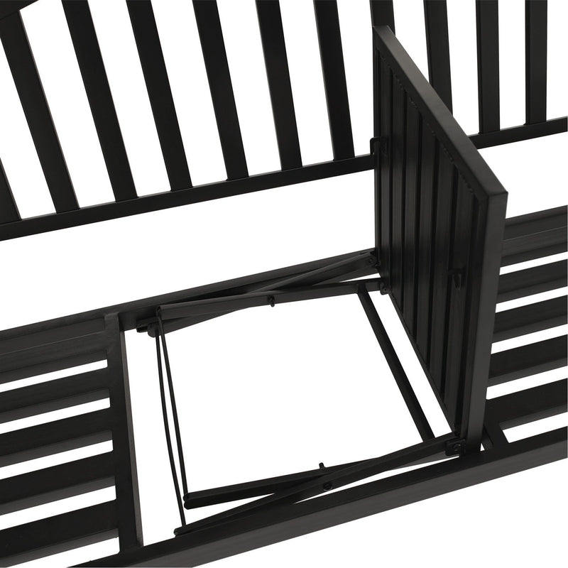 Banca gradina DAGNO, metal, negru, cu masuta, 150x60x85 cm