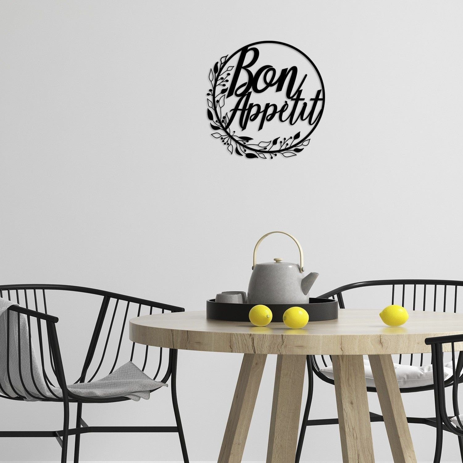 Decoratiune perete 538TNL1120, negru, metal, 48x48 cm