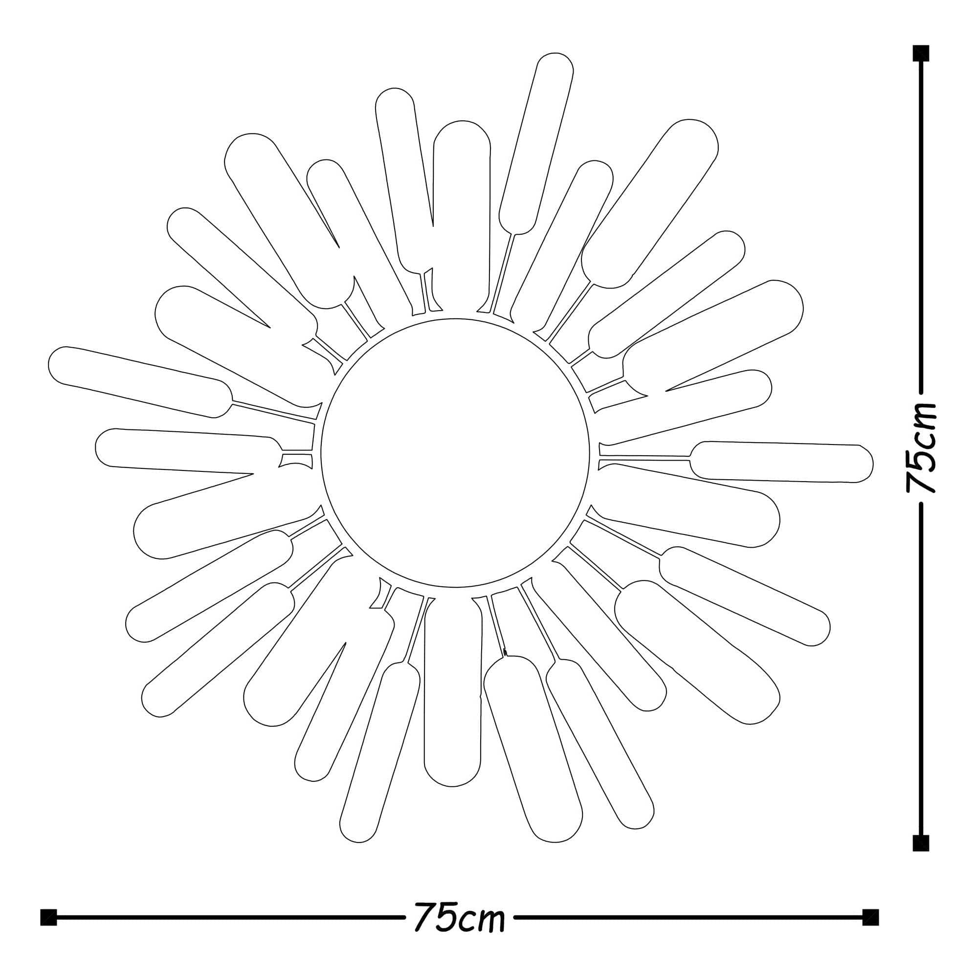 Decoratiune perete 891TNL1575, albastru/verde, metal, 75x5x75 cm