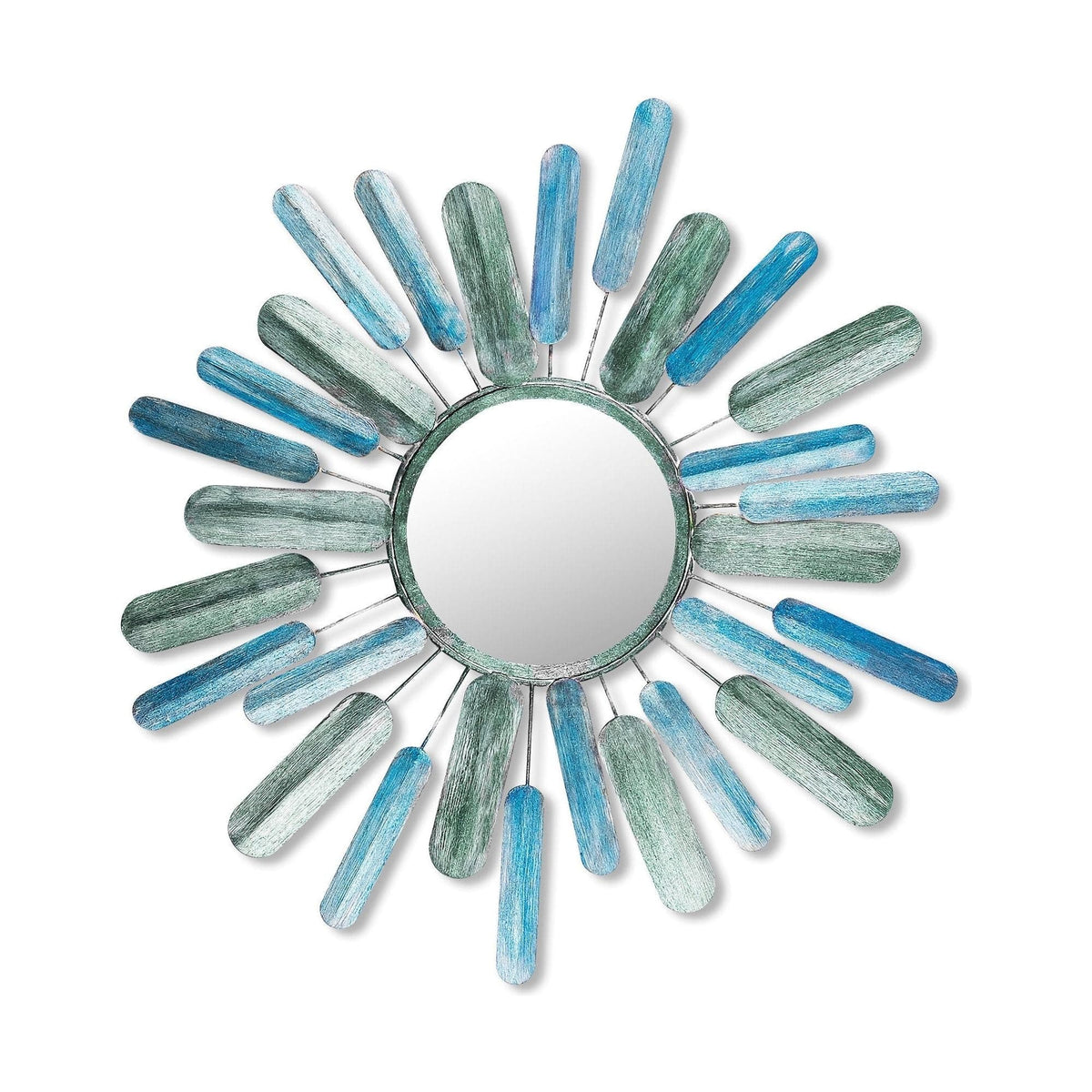 Decoratiune perete 891TNL1575, albastru/verde, metal, 75x5x75 cm