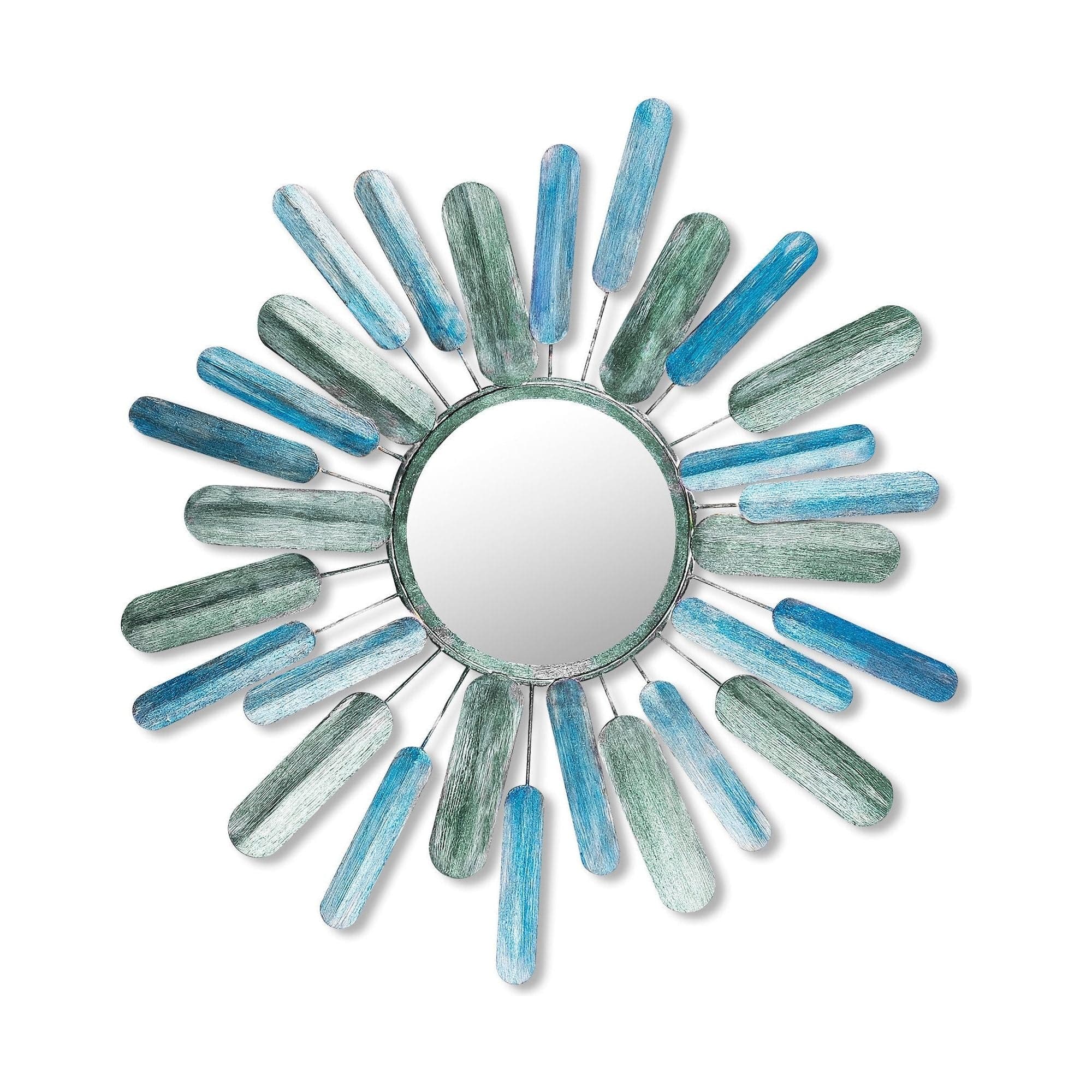 Decoratiune perete 891TNL1575, albastru/verde, metal, 75x5x75 cm