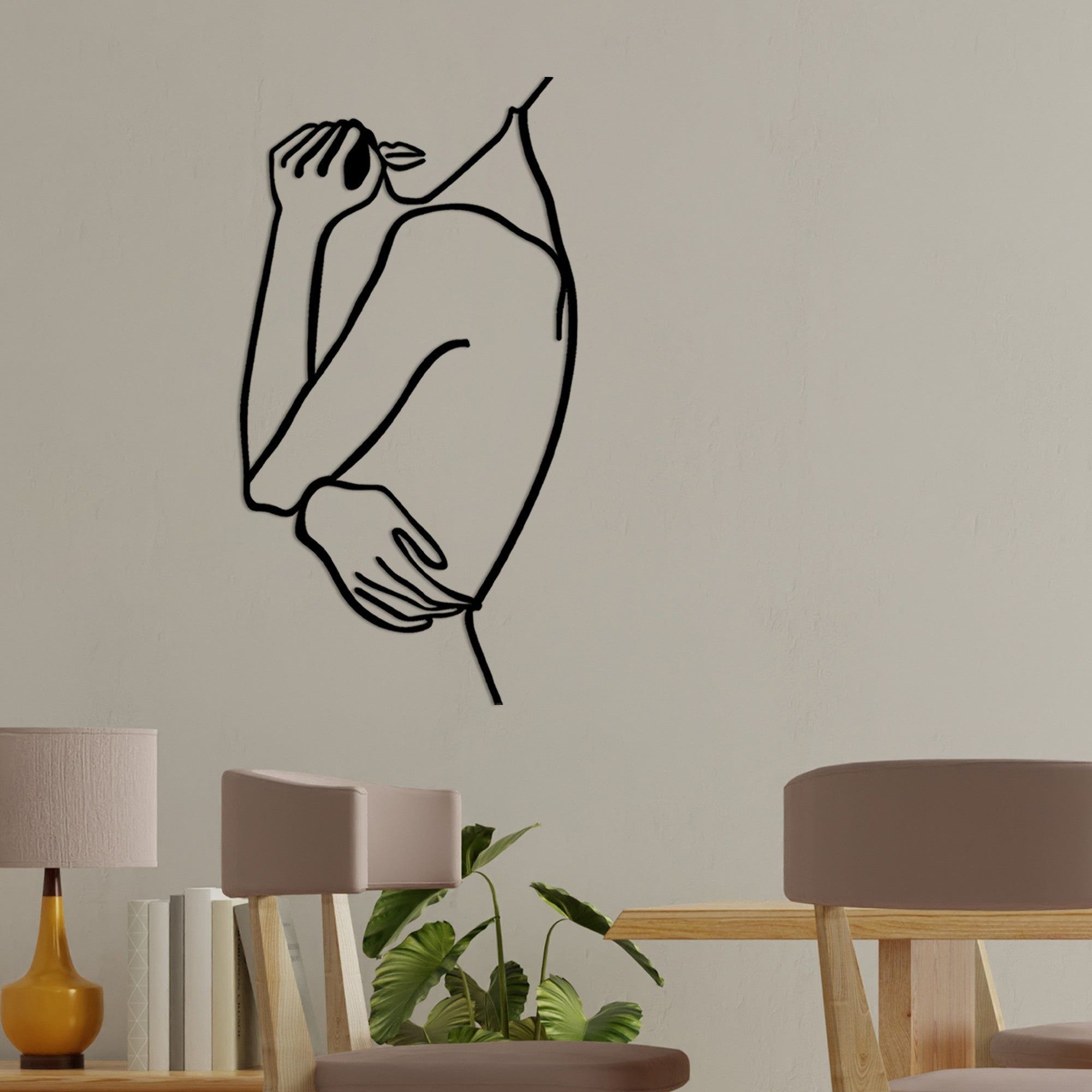 Decoratiune perete 891TNL1981, negru, metal, 38x70 cm
