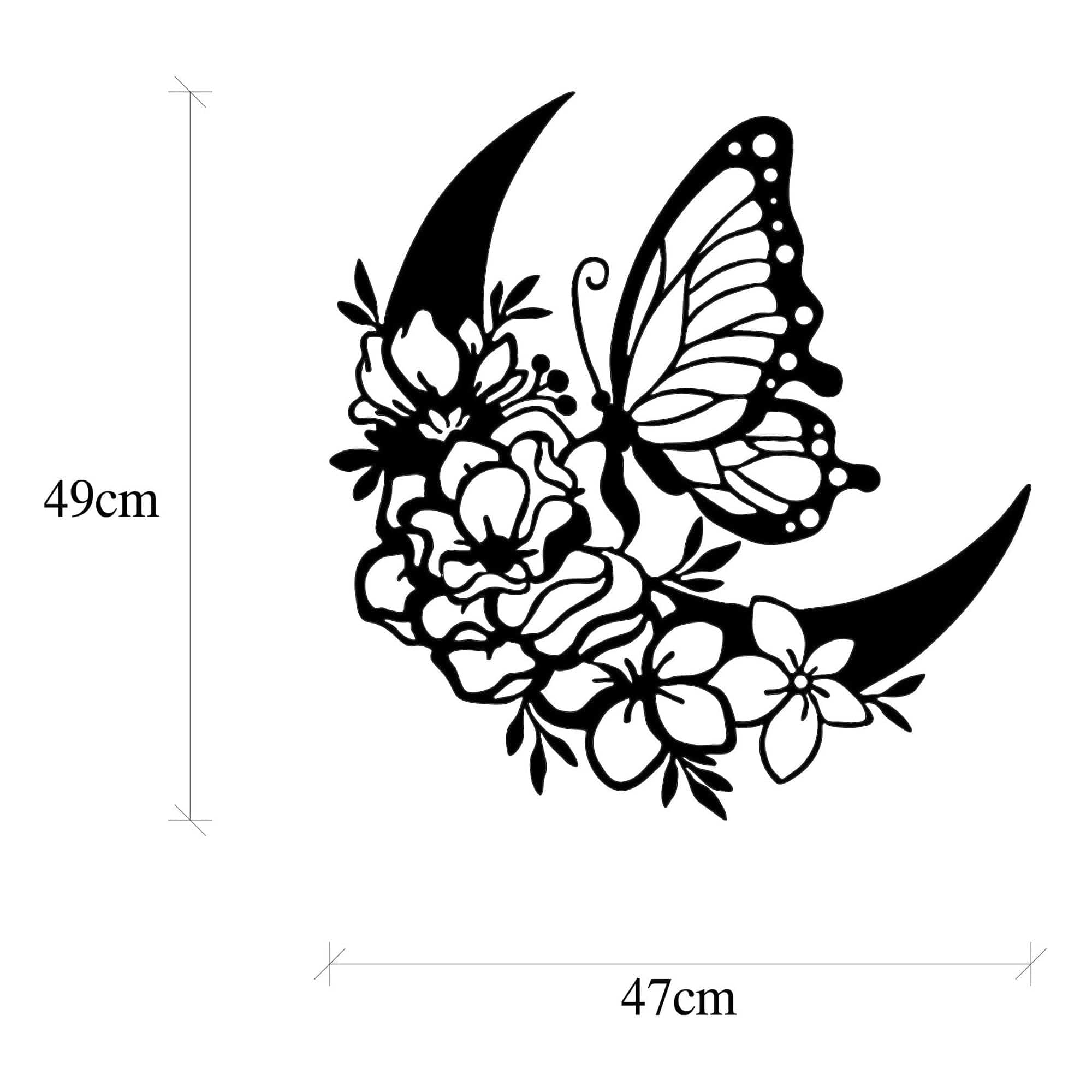 Decoratiune perete 891TNL2020, negru, metal, 47x2x49 cm