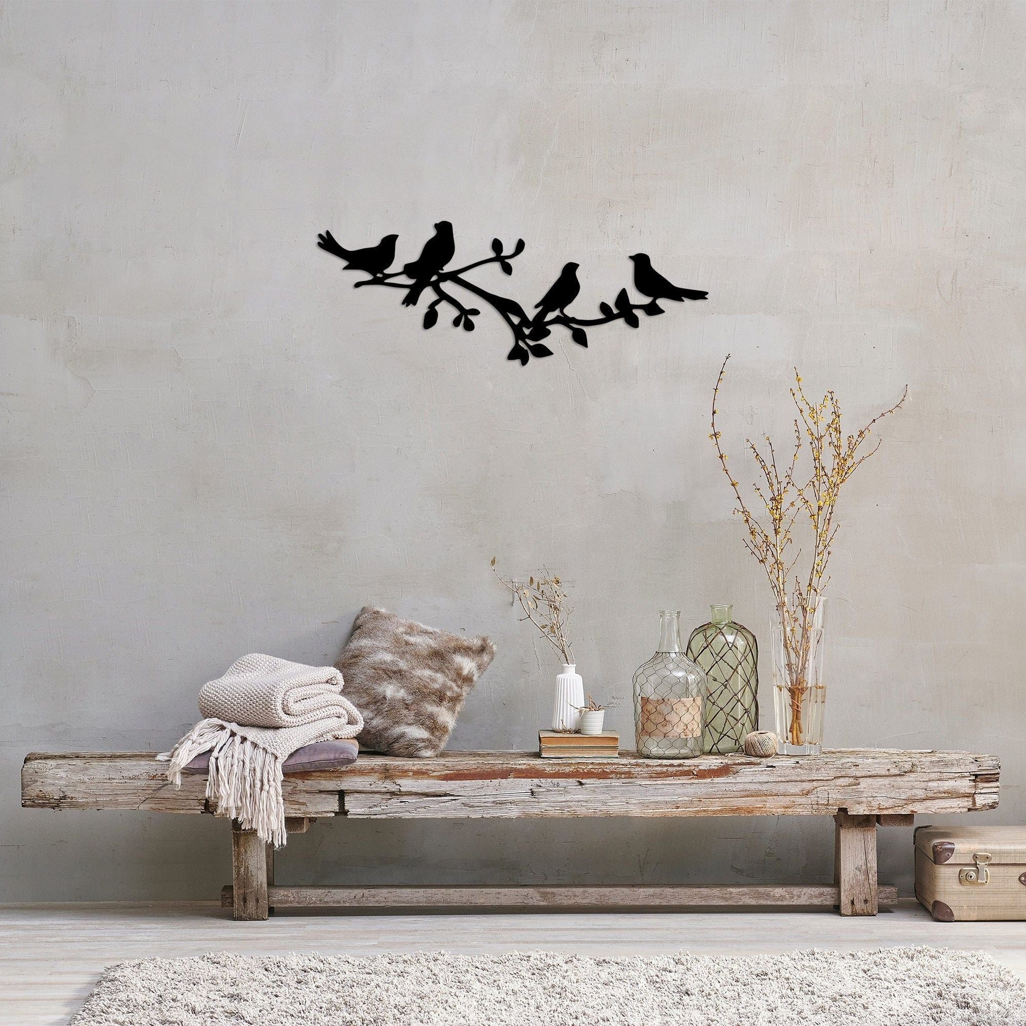 Decoratiune perete 891TNL2254, negru, metal, 70x26 cm