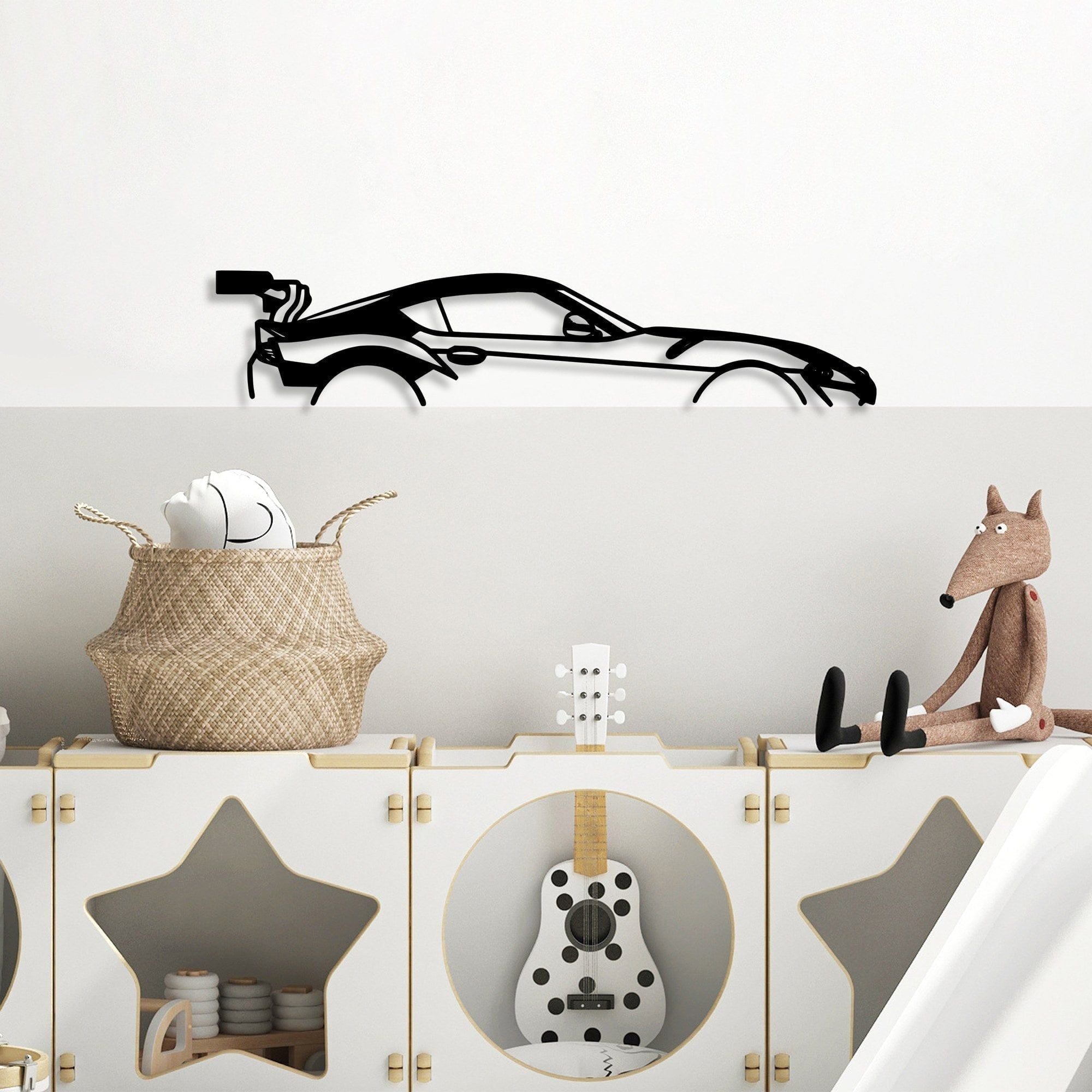 Decoratiune perete 891TNL2359, negru, metal, 70x14 cm