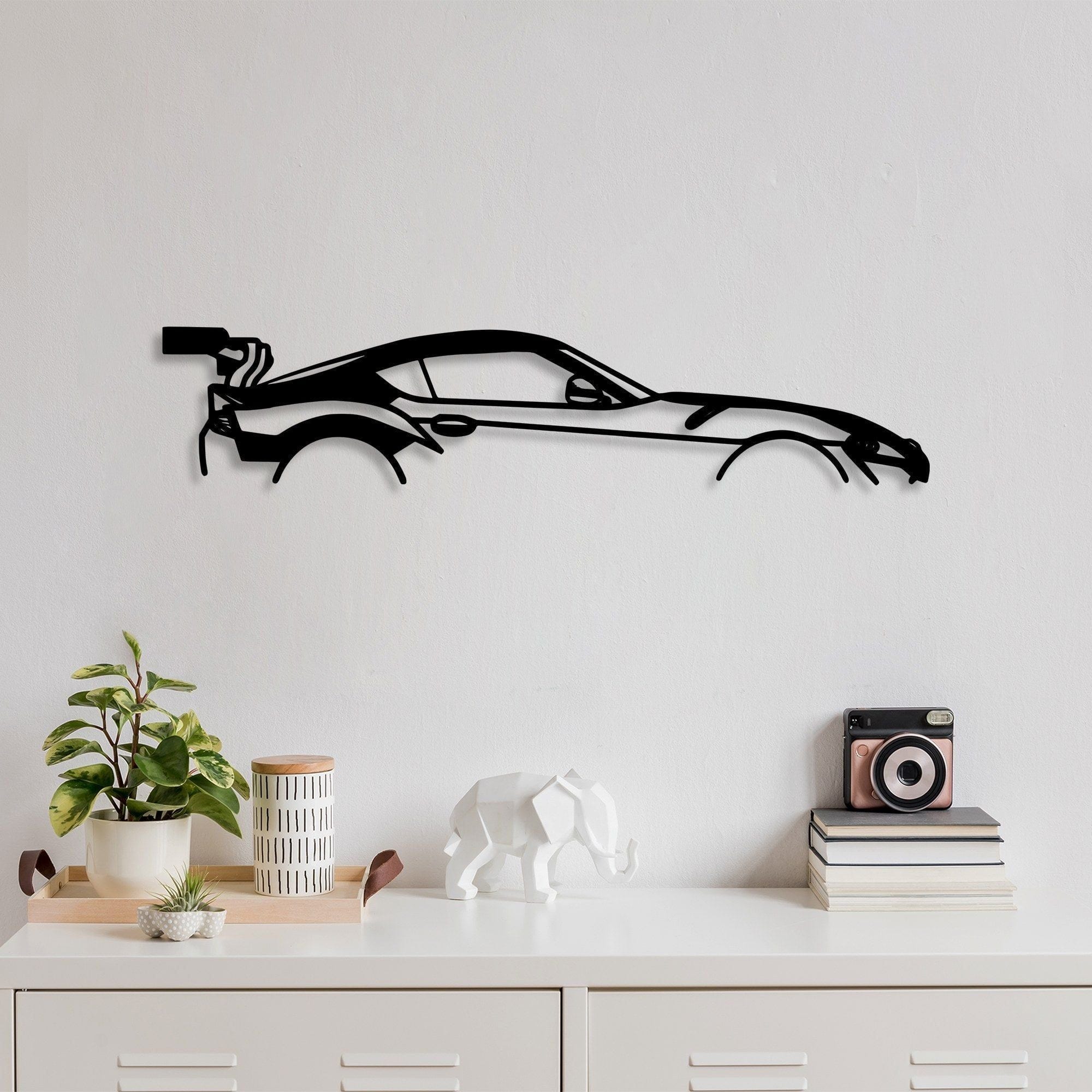 Decoratiune perete 891TNL2359, negru, metal, 70x14 cm