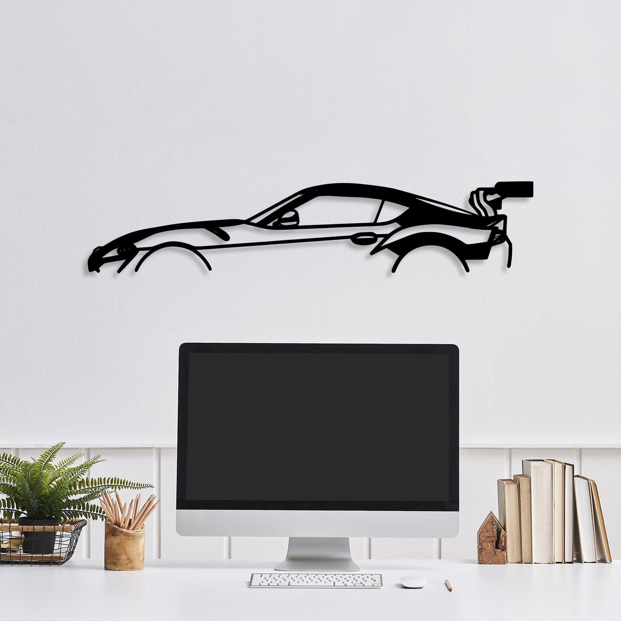 Decoratiune perete 891TNL2359, negru, metal, 70x14 cm