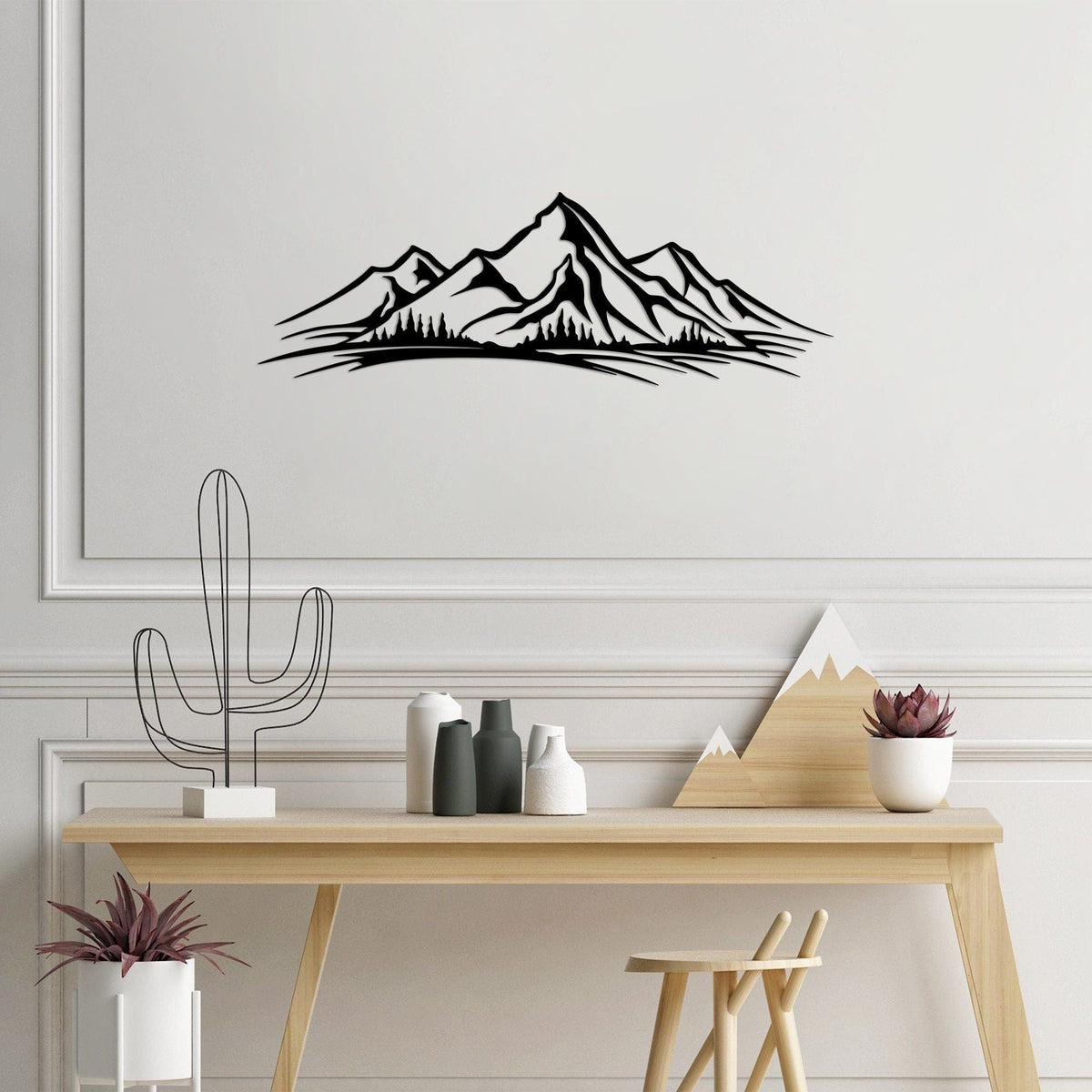 Decoratiune perete 891TNL3141, negru, metal, 70x23 cm