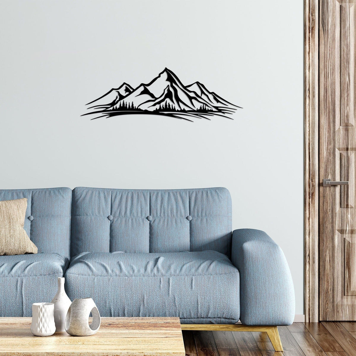 Decoratiune perete 891TNL3141, negru, metal, 70x23 cm