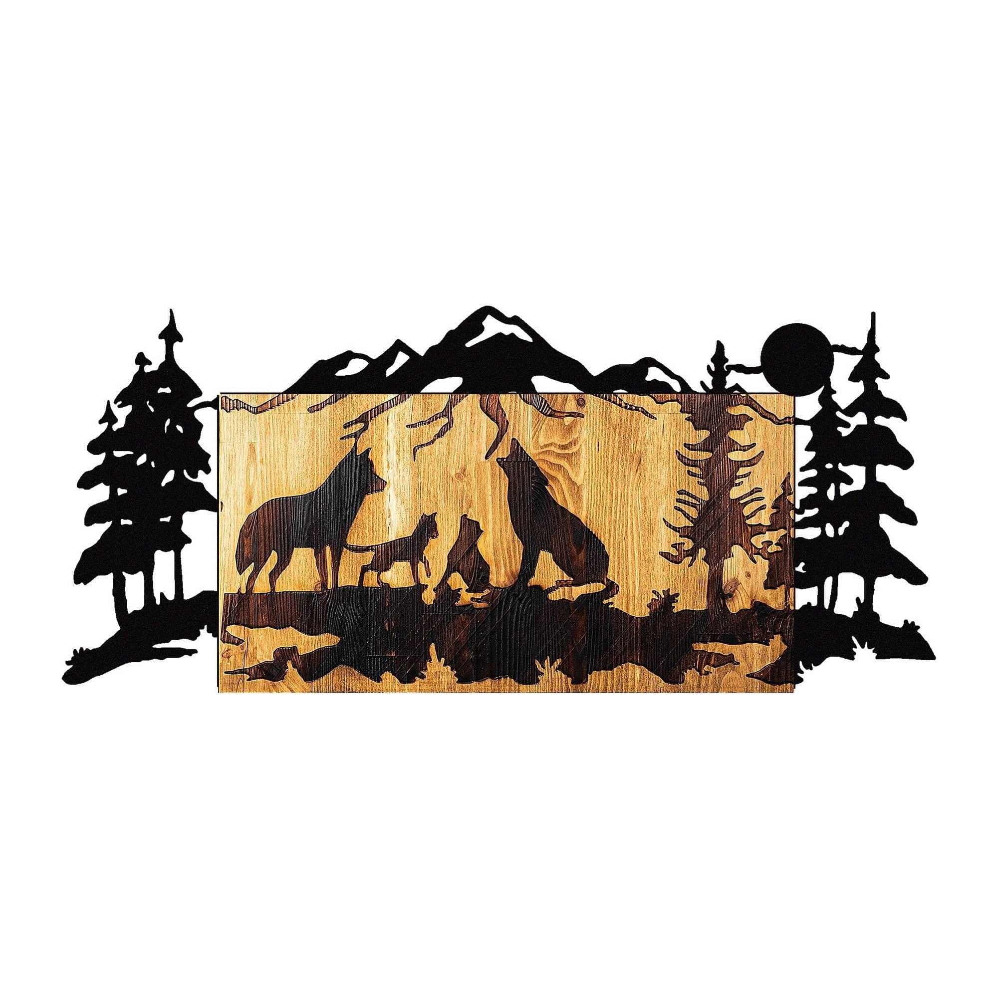 Decoratiune perete 899SKL2154, stejar/negru, lemn/metal, 88x3x39 cm