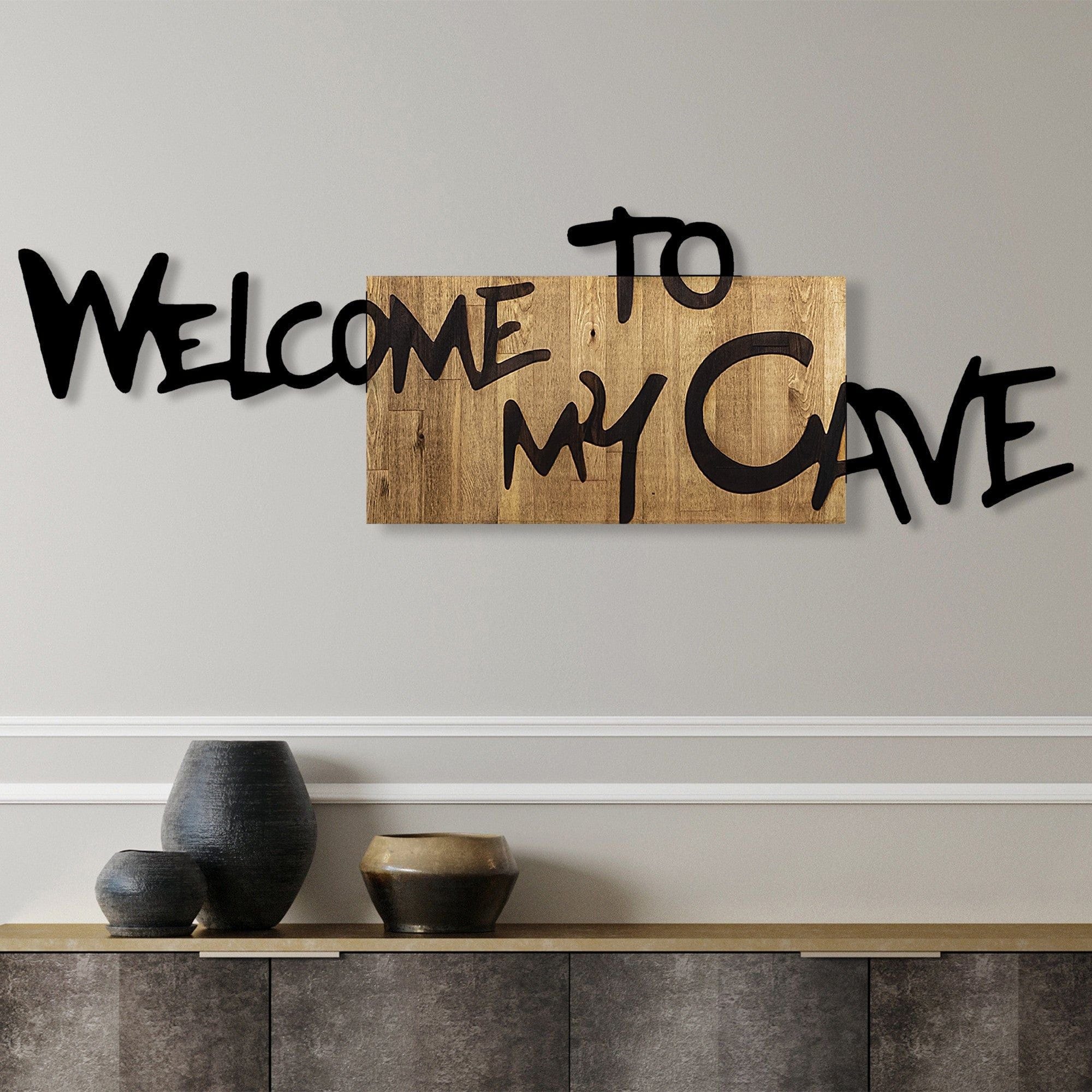 Decoratiune perete 899SKL2177, stejar/negru, lemn/metal, 128x3x39 cm