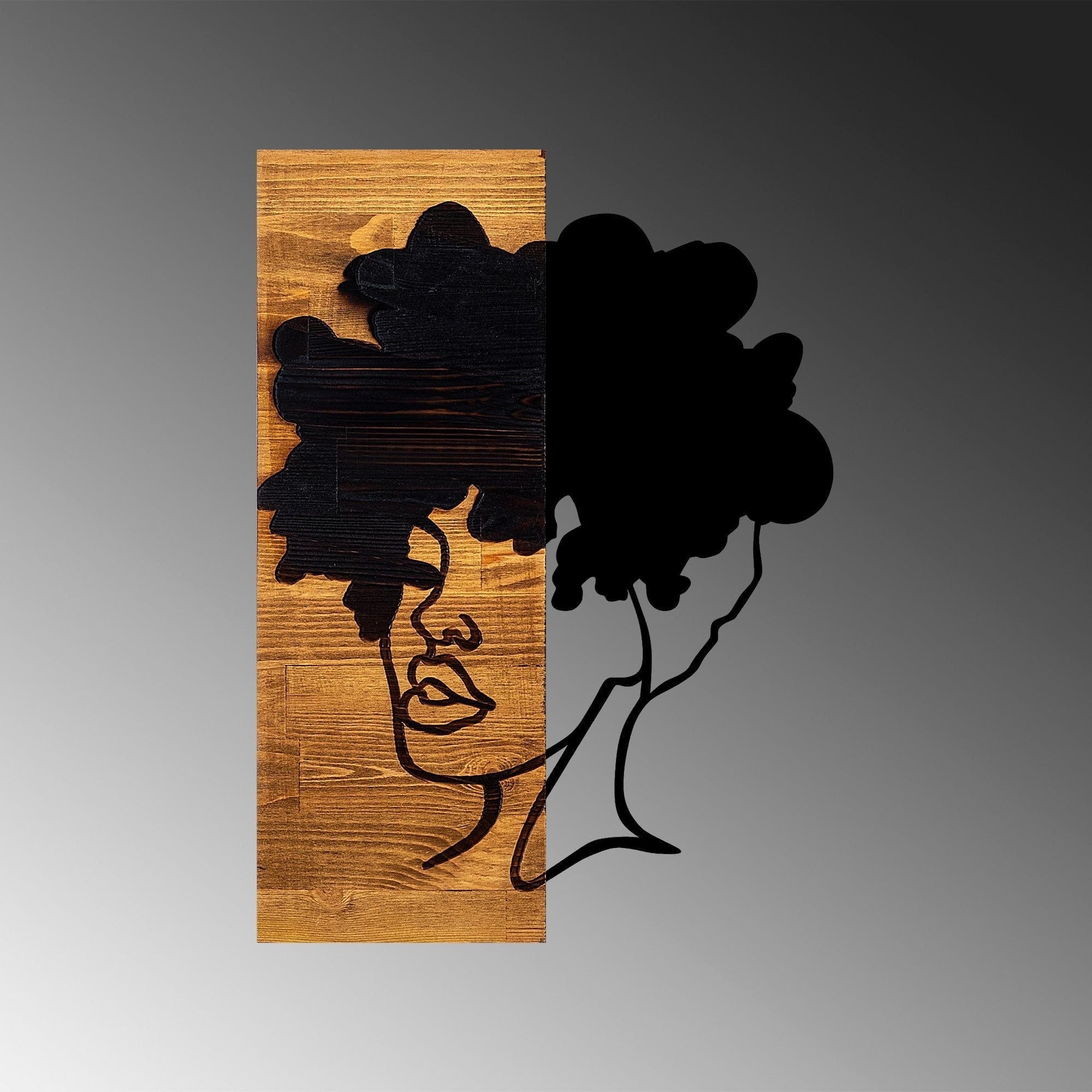 Decoratiune perete 899SKL2210, stejar/negru, lemn/metal, 35x3x50 cm