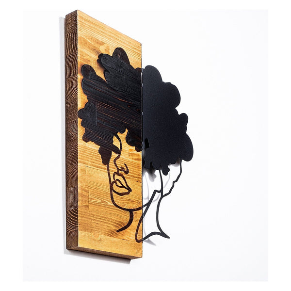 Decoratiune perete 899SKL2210, stejar/negru, lemn/metal, 35x3x50 cm